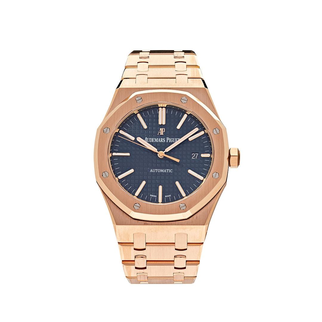 Audemars Piguet Royal Oak 15400OR Selfwinding Watch - 18K Rose Gold, Blue Dial, Luxury Men's Timepiece for Business & Formal Occasions
