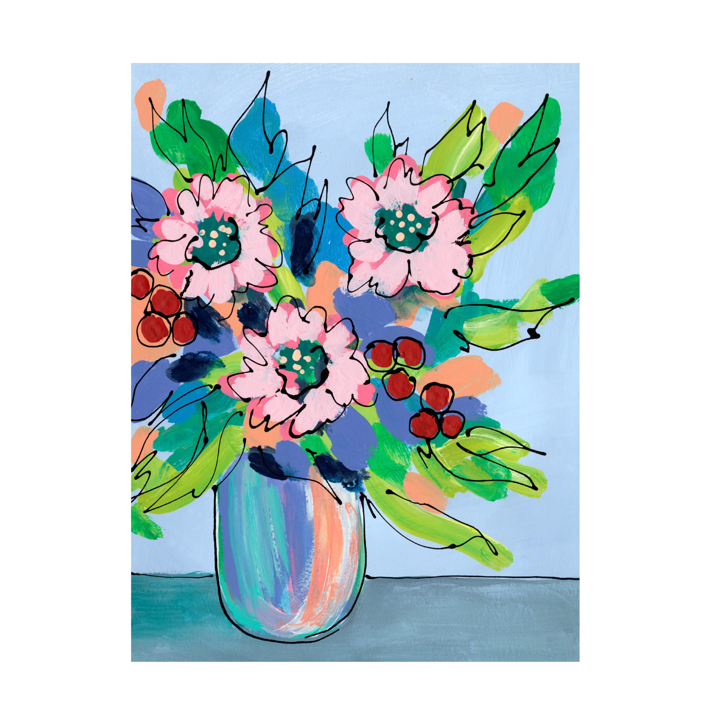 Regina Moore 'Rowdy Floral II' Canvas Wall Art Print - Modern Botanical Home Decor for Living Room, Bedroom & Office