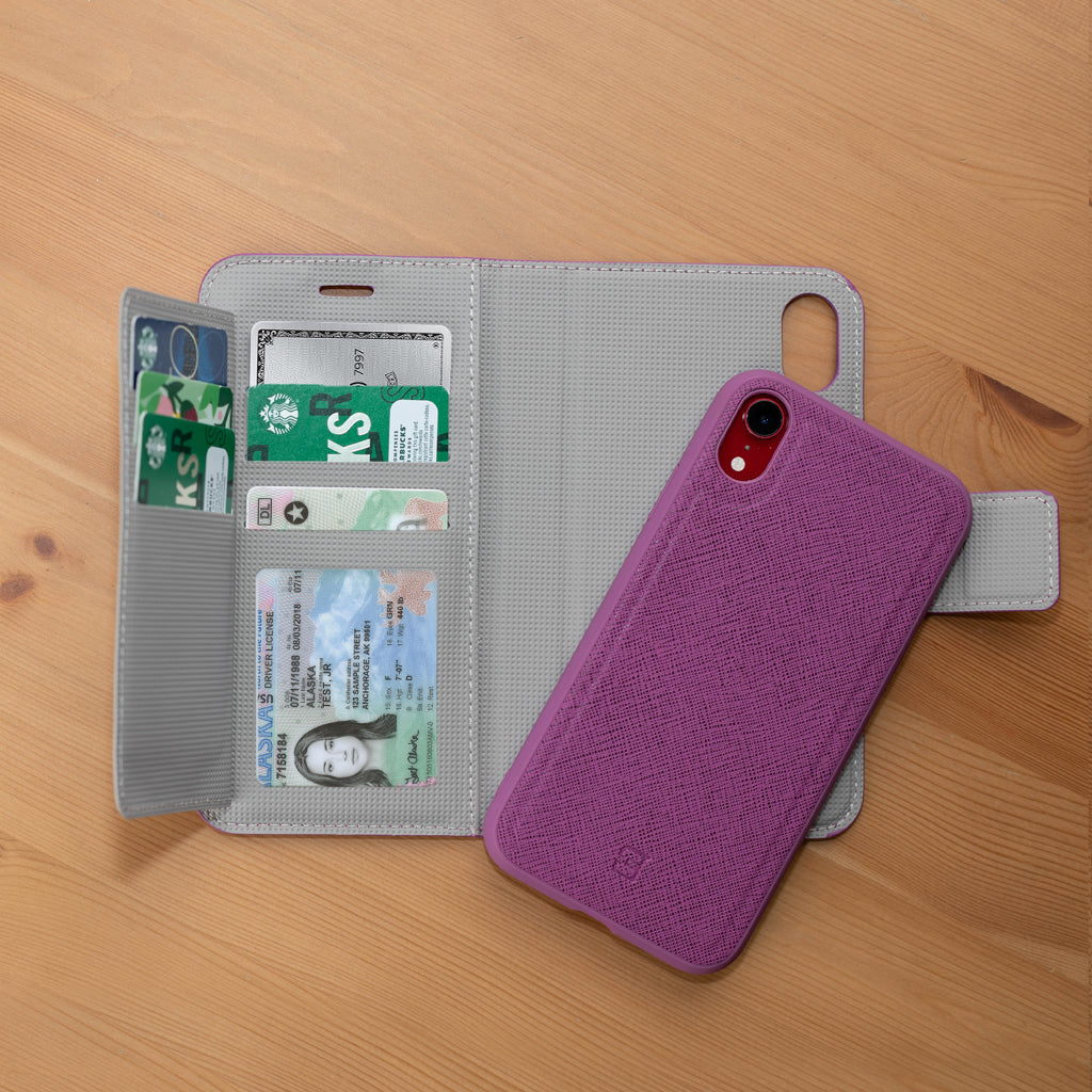 Premium Leather Wallet Case for iPhone XR - Slim Protective Cover with Card Slots | Perfect for Daily Use, Travel & Business (Sunset Blvd Design)