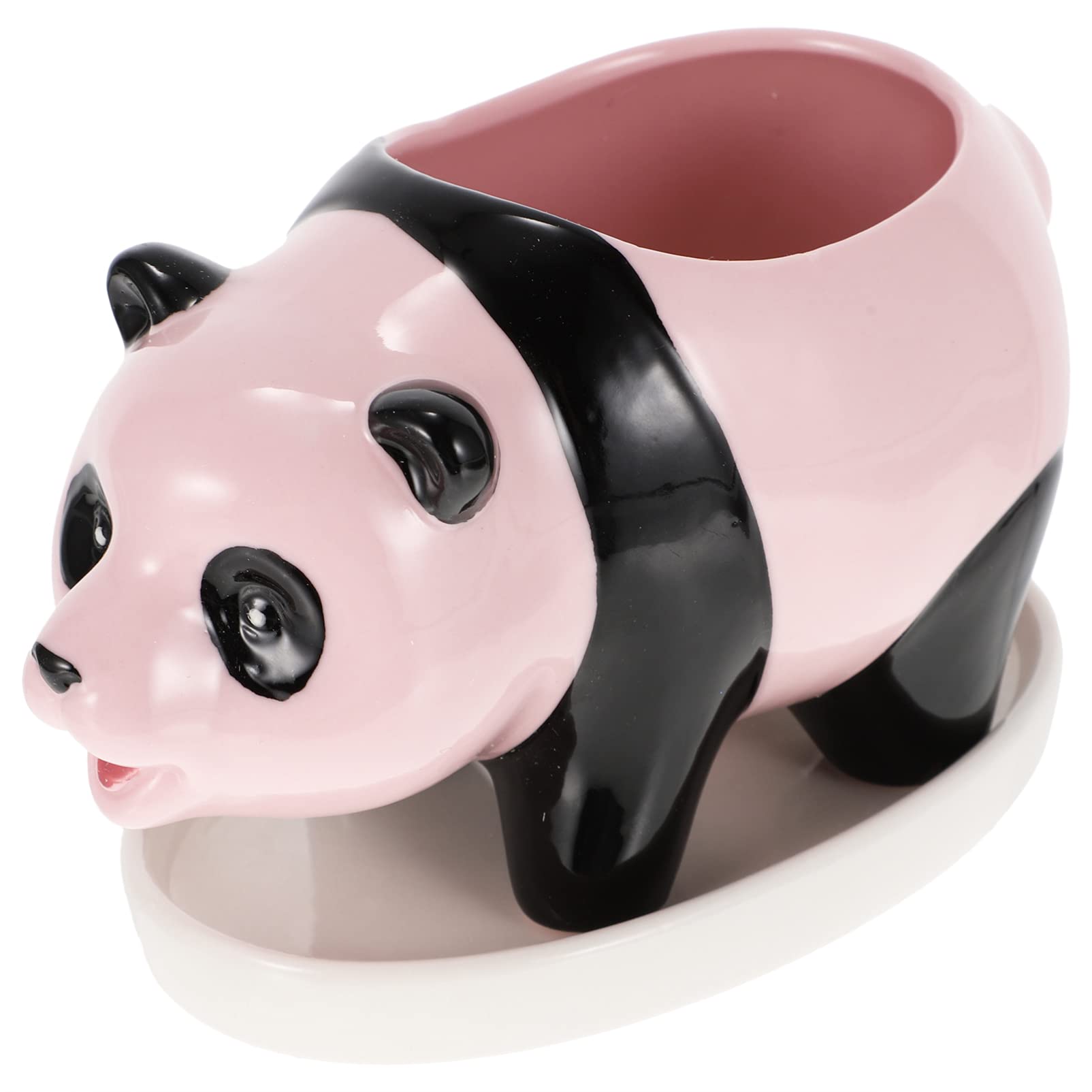 Yardwe Cute Panda Ceramic Succulent Planter - Small Decorative Flower Pot for Cactus, Fairy Garden, Home & Office Desktop Decor - Perfect for Indoor Plants, Gifts, and Tabletop Displays