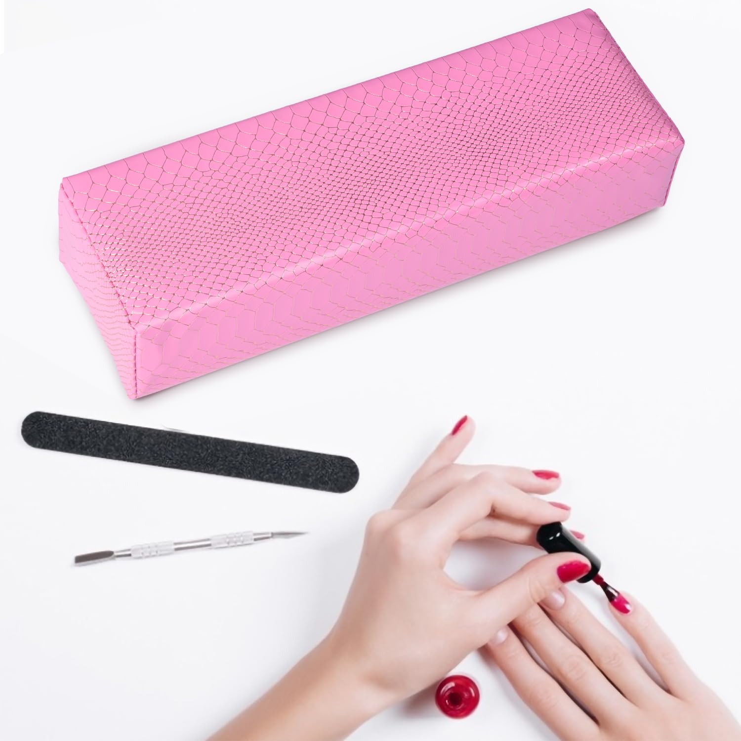 **Professional Nail Tech Arm Rest - Easy to Clean PU Leather Hand Rest Cushion for Acrylic Nails, Soft & Waterproof Nail Art Support (Orchid) - Perfect for Salon, Home Manicures & Nail Art Enthusiasts**