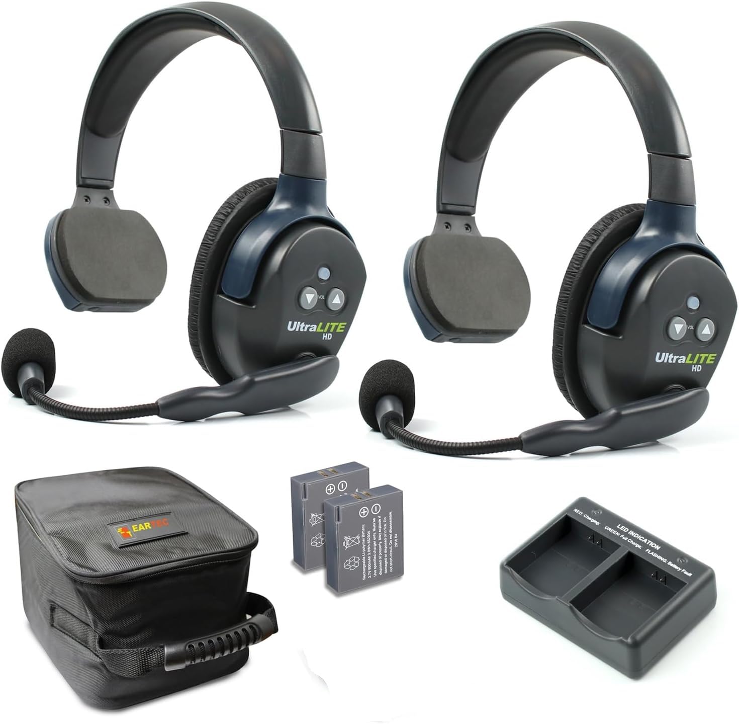 EARTEC UL2S Ultralite-HD 2-Person Full Duplex Wireless Headset Intercom System - Single Ear Headphones with 1000ft Range - Ideal for Construction, Motorcycling & Outdoor Adventures - Made in USA