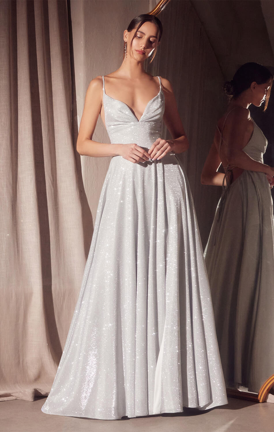 Elegant Gwyndolyn Gown - Shimmering Lace Up Back Long Evening Dress for Prom, Wedding & Special Occasions