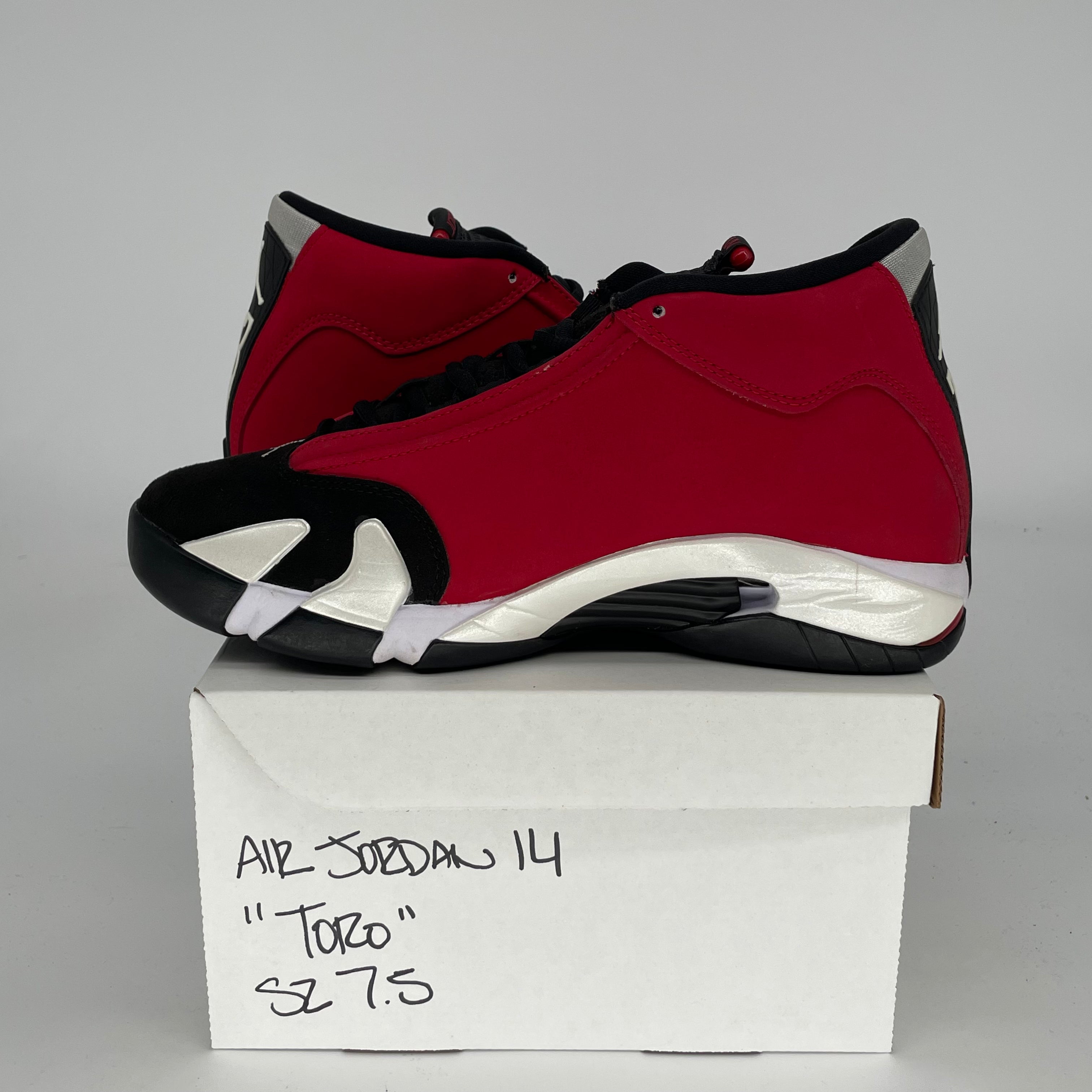 AIR JORDAN 14 Retro Toro Braid Basketball Shoes - Men's Size 7.5/Women's Size 9 - Style Code 487471-006 - Perfect for Streetwear & Court Performance