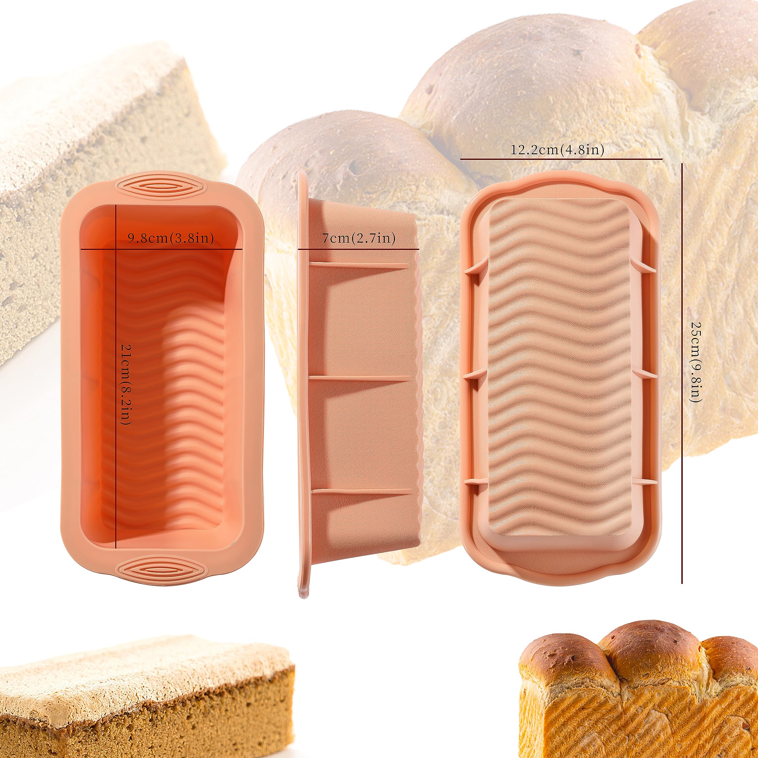 3PCS Silicone Bread Loaf Pan Set - Non-Stick Baking Pans for Homemade Bread, Cakes & Brownies - Easy Release & Dishwasher Safe - Nesting Design (3 Colors) - Perfect for Kitchen, Holiday Baking & Gift Giving