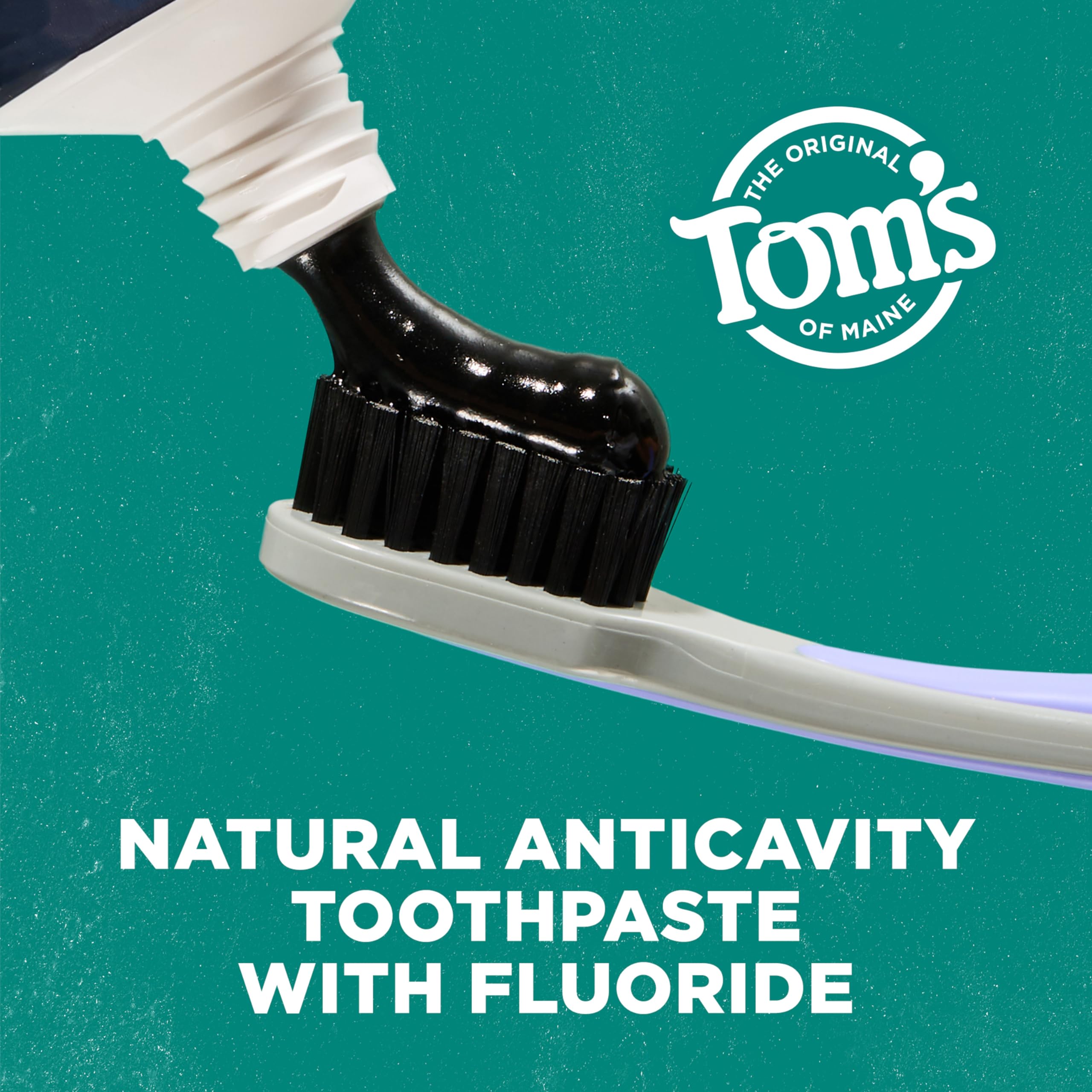 Tom's of Maine Activated Charcoal Whitening Toothpaste with Fluoride, Natural Peppermint Flavor, 4.7 oz (3-Pack) - Deep Stain Removal & Fresh Breath for Daily Oral Care (Packaging May Vary)