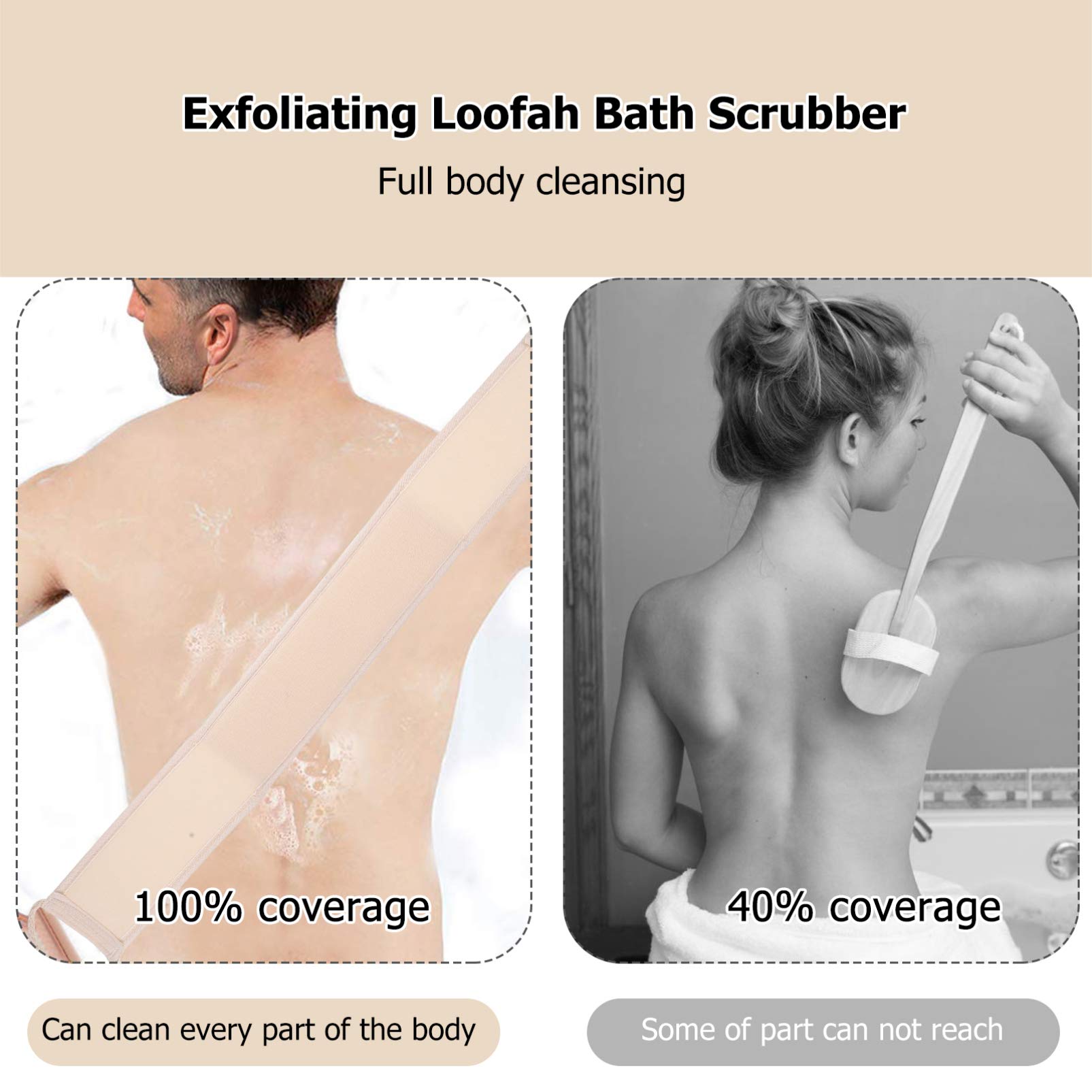 1pc Exfoliating Loofah Bath Towel - Natural Luffa Body Scrubber for Shower & Spa, Soft Wash Towel for Deep Cleansing & Skin Exfoliation - Perfect for Daily Shower, Back Scrub, and Spa Relaxation