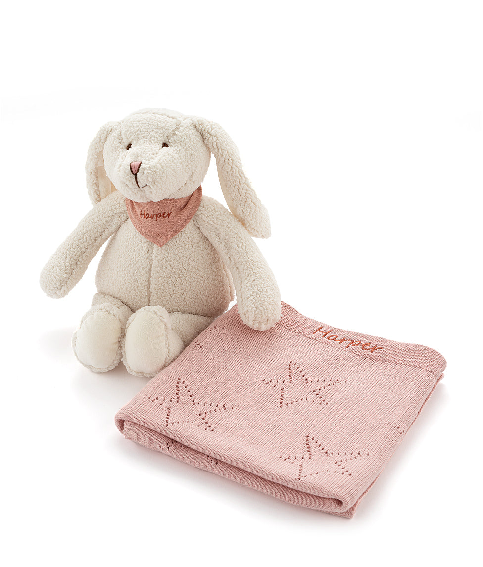 Bella & Bandana Star Blanket Bundle - Soft Pink Cozy Blanket for Women, Girls, Baby | Perfect for Nursery, Bedroom, Gift Giving & Photo Props
