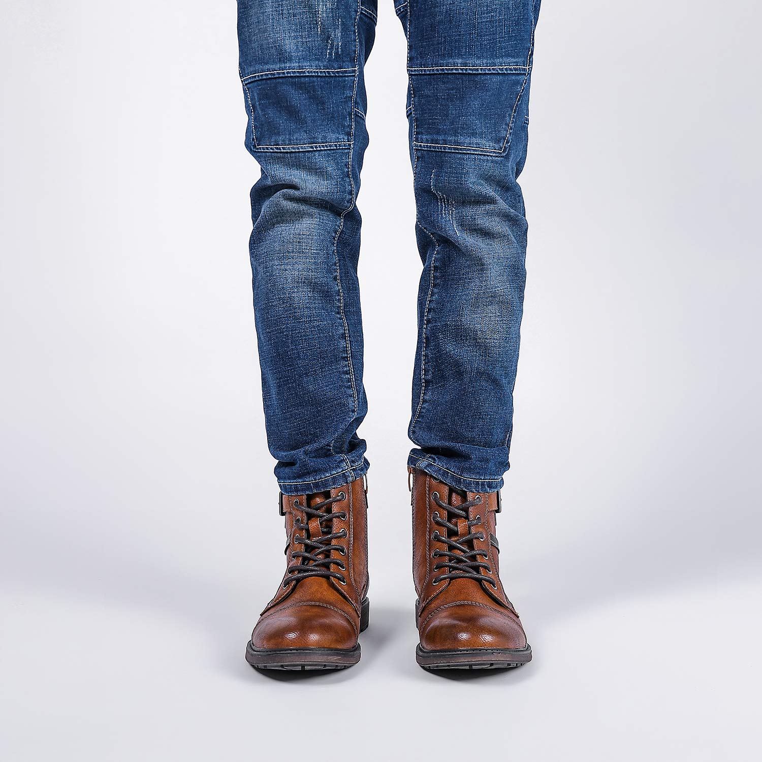 AMAPO Men's Oxford Dress Boots with Buckle & Side Zipper - Stylish Lace-Up Casual Boots for Business, Office & Formal Occasions