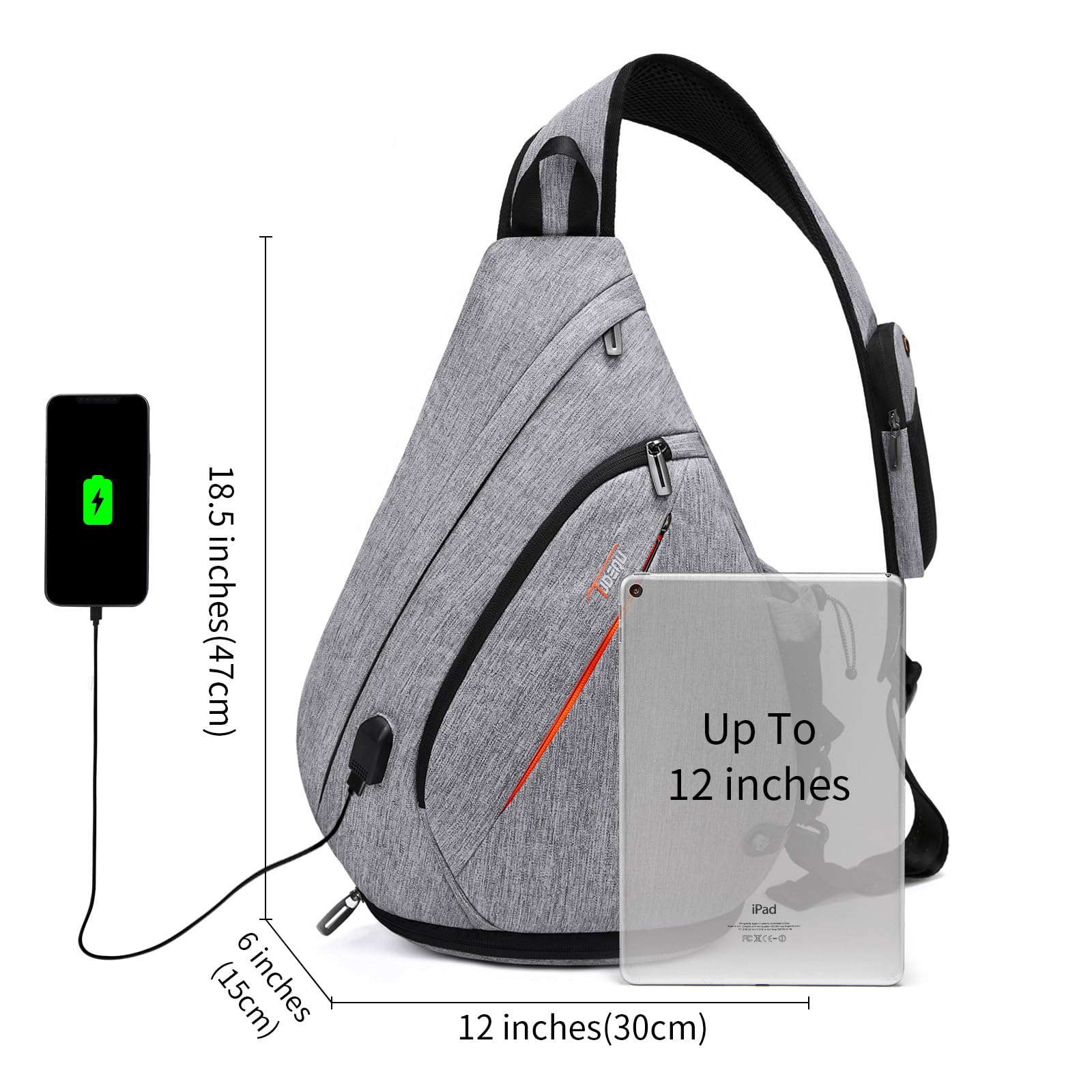 TUDEQU 19L Sling Backpack for Men - 8 Pockets Crossbody Bag, Durable Travel & Hiking Backpack for Outdoor Adventures, Gym, Commuting & Daily Use