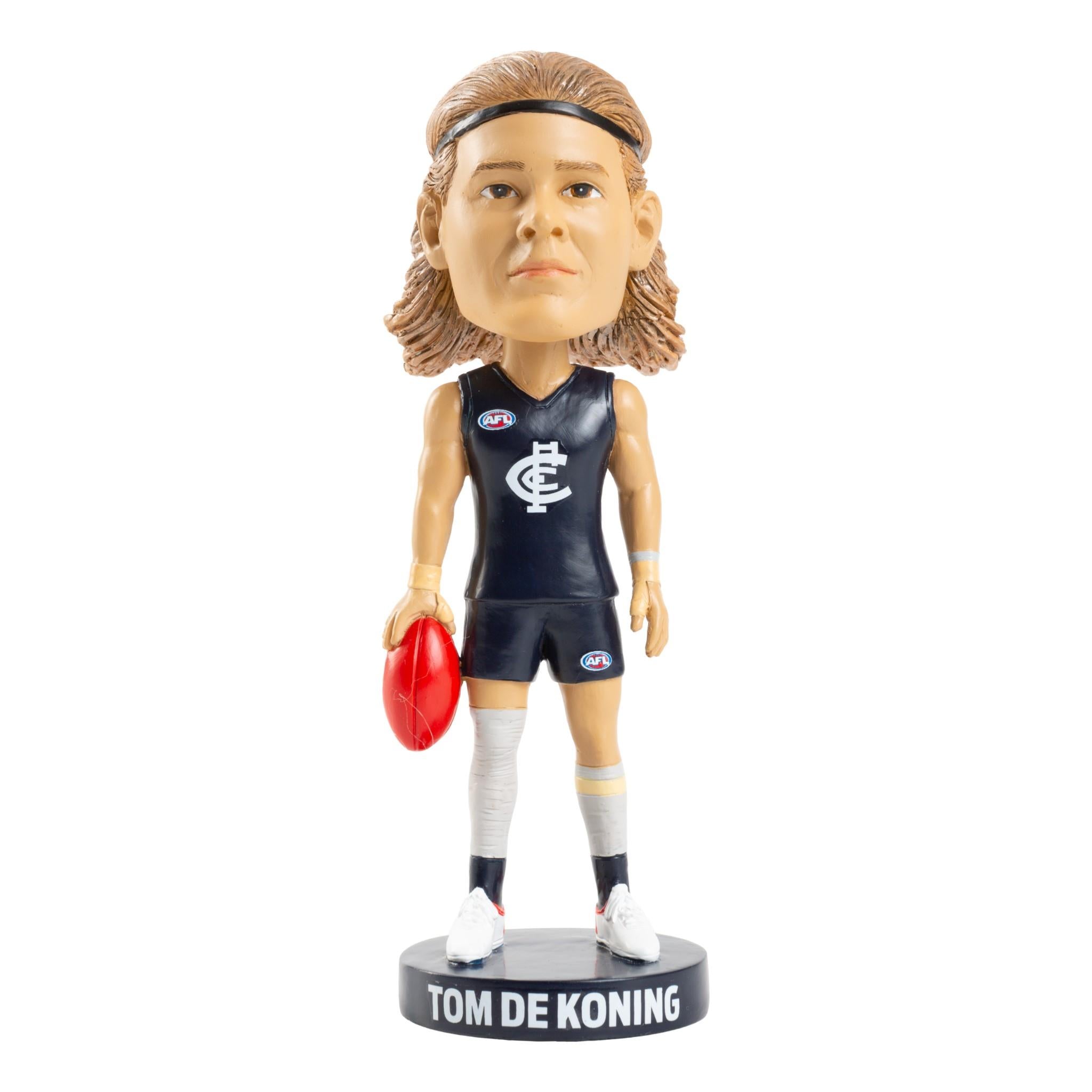 Carlton Blues AFL Tom De Koning Bobblehead - Official AFL Collectible for Fans & Sports Memorabilia Enthusiasts - Perfect for Game Day Decor, Man Cave, or Gift for AFL Supporters