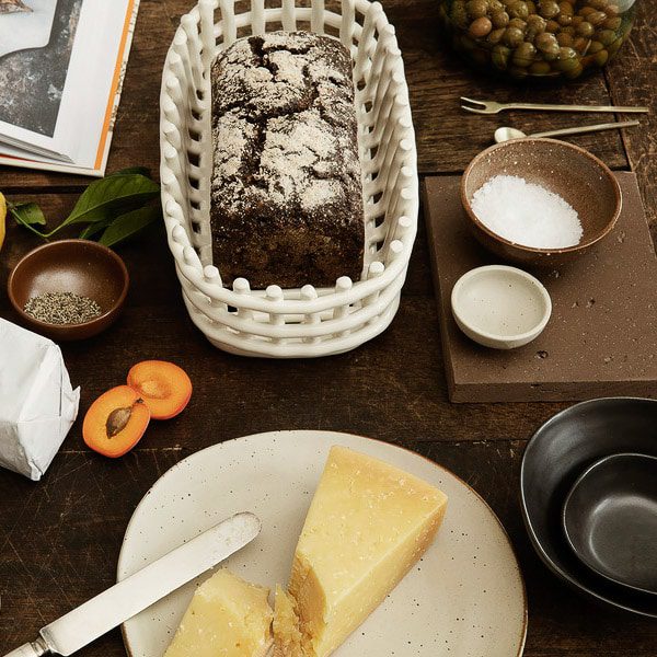 FERM LIVING Ceramic Basket Oval - Handmade Off White Decorative Storage Bowl for Home & Office | Perfect for Keys, Jewelry, and Small Items