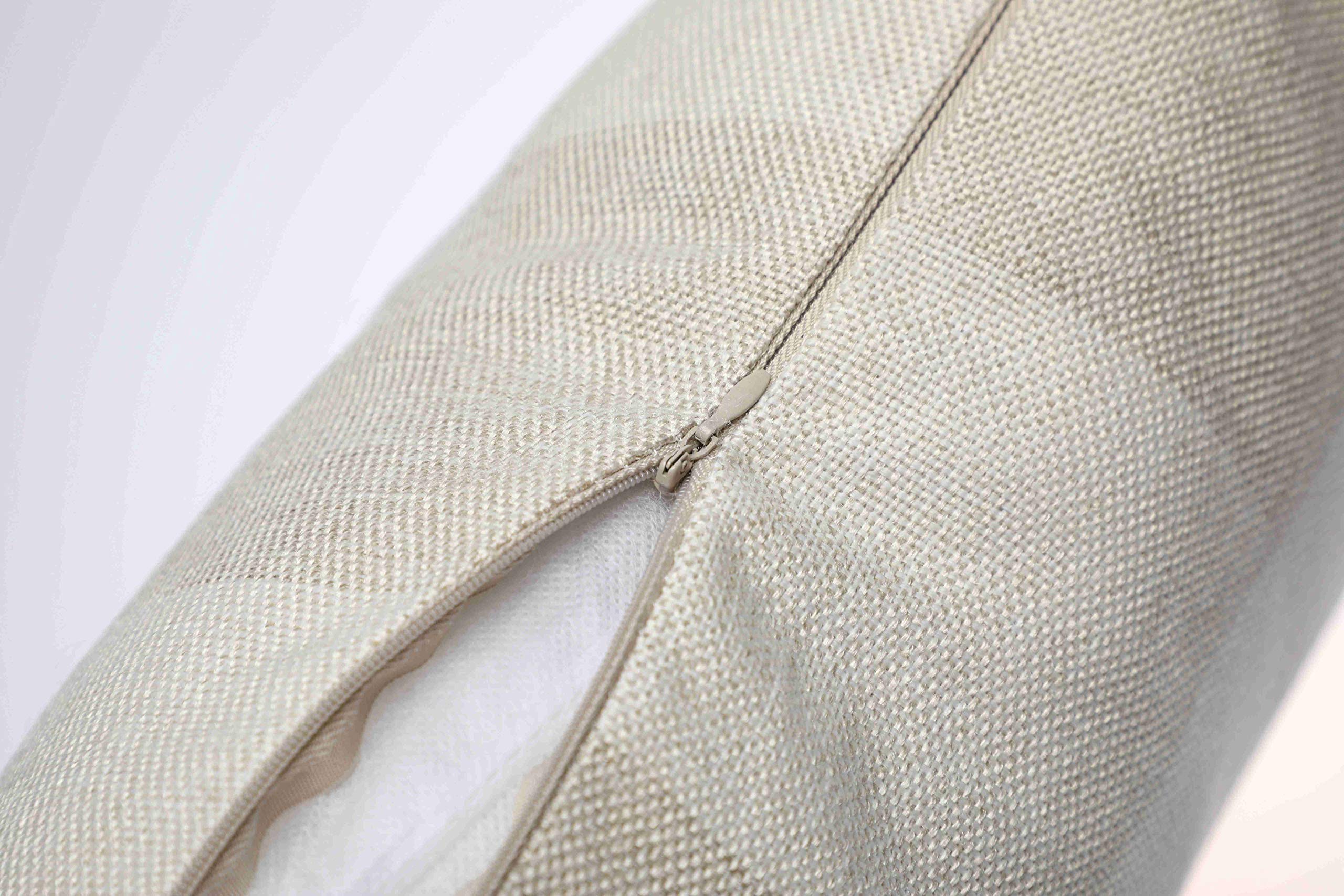 Plaid Pillow Covers 12x20 Inches - Cotton Linen Decorative Farmhouse Throw Pillow Covers for Sofa, Couch & Bed - Beige White Holiday Home Decor - Perfect for Living Room, Bedroom & Seasonal Decoration