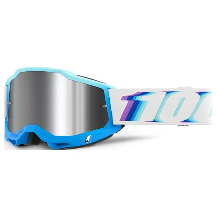 Accuri 2 MX Goggles with Mirror Lens - 100% UV Protection for Motocross, Cycling & Outdoor Sports | Durable & Anti-Fog Safety Eyewear