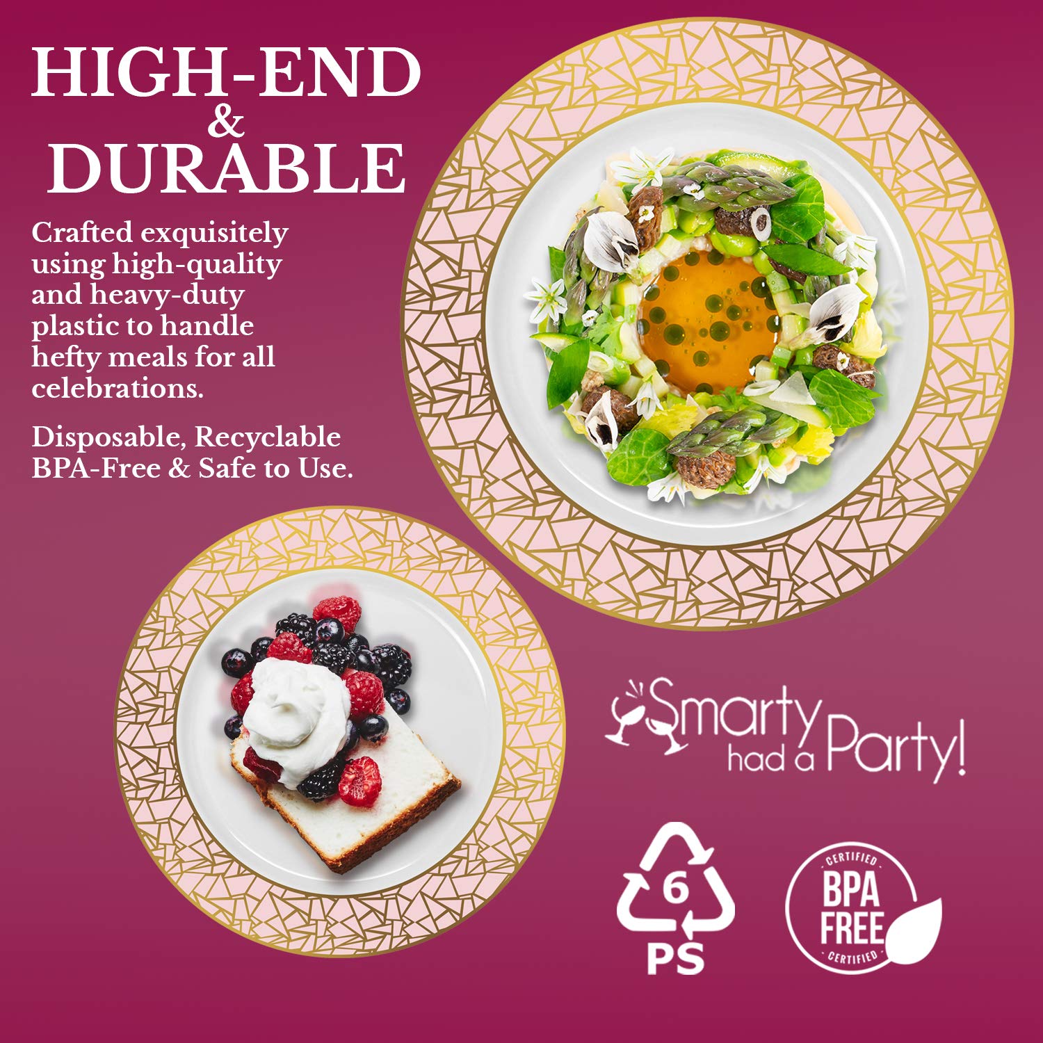 Elegant Disposable Plastic Dinner Plates 120 Pcs - 10.25