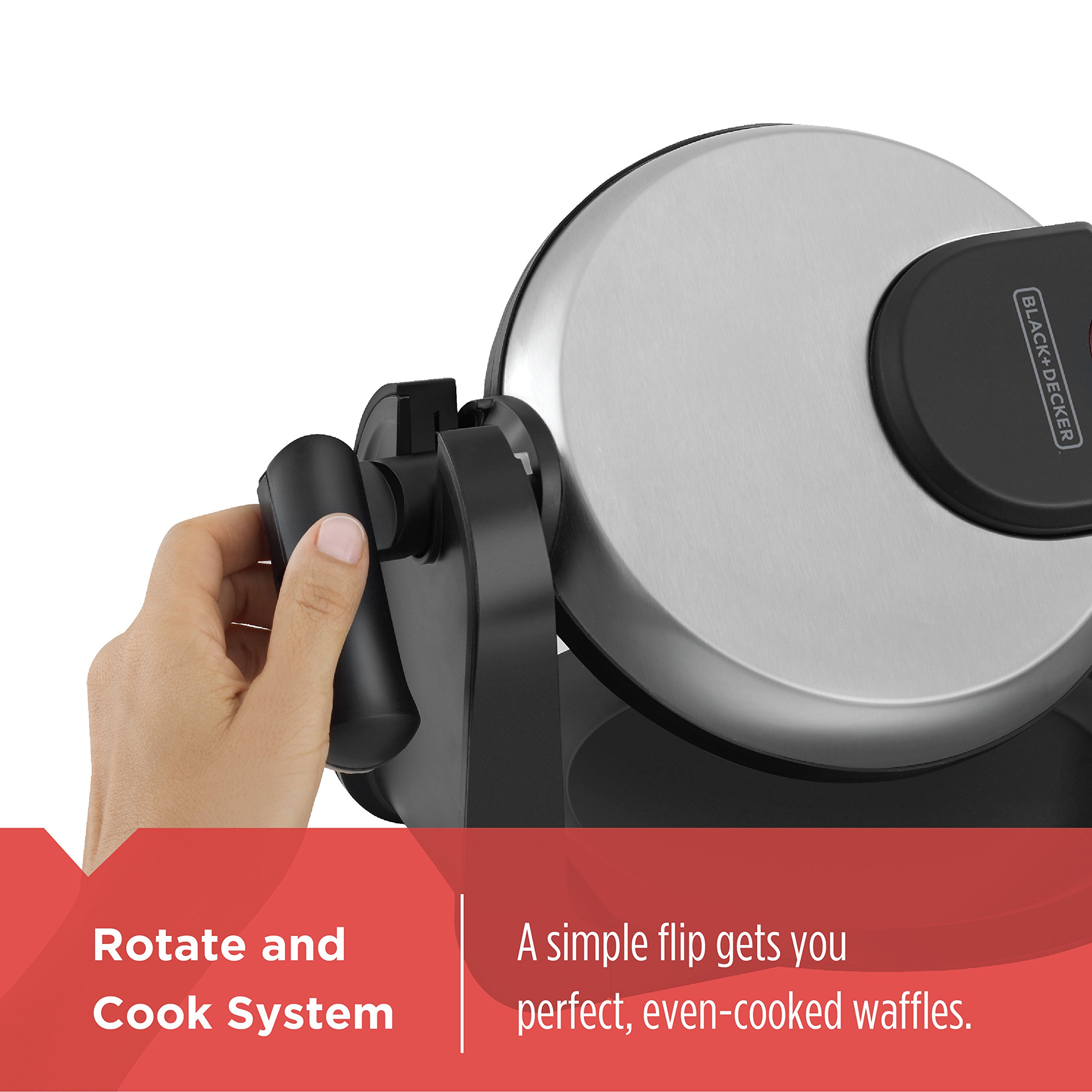 BLACK+DECKER WM1404S 7-Inch Round Belgian Waffle Maker with Ready Light Indicator - Perfect for Breakfast, Brunch & Family Gatherings