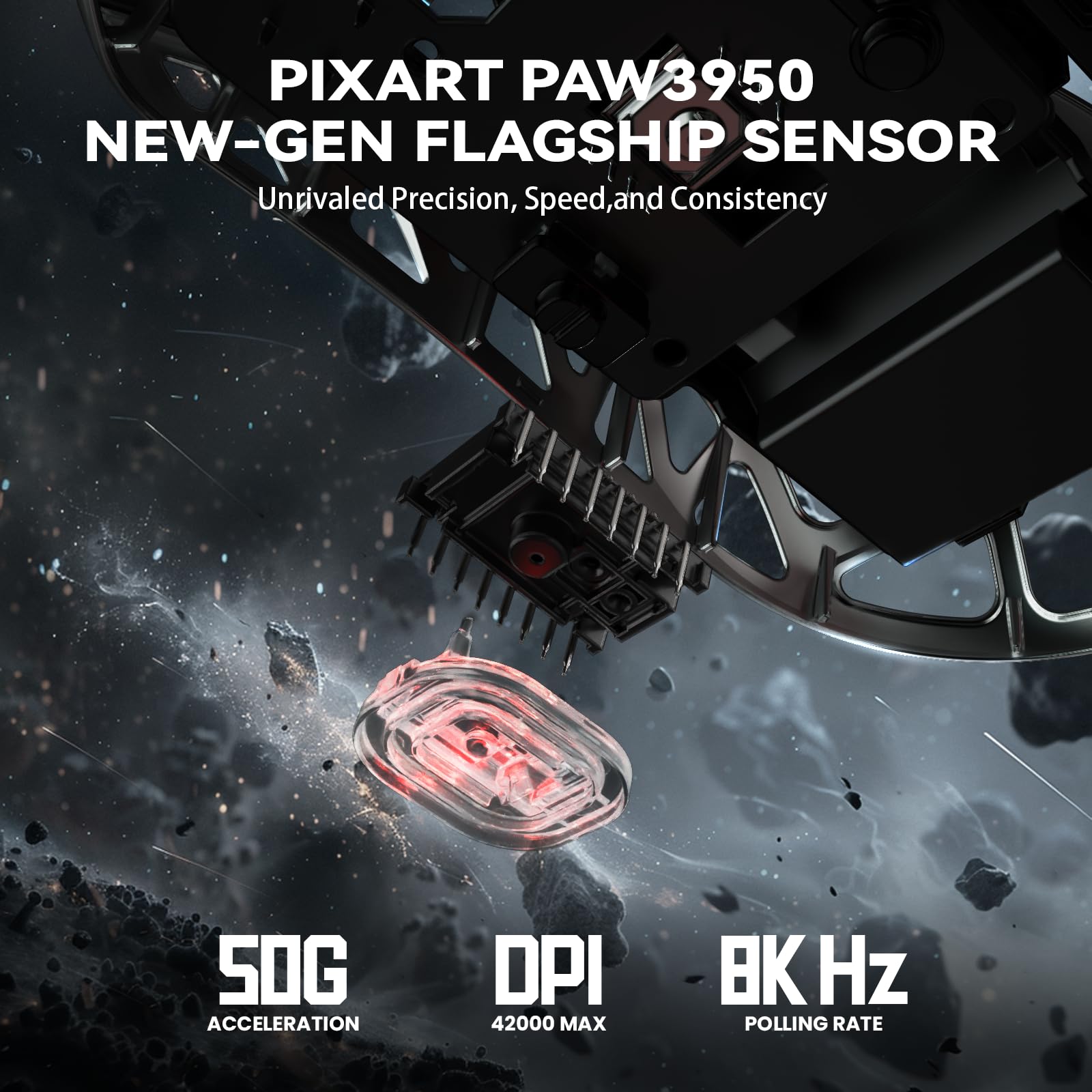 Attack Shark R2PRO 45g Ultra Lightweight Magnesium Alloy Gaming Mouse - PAW3950 Sensor, 42000 DPI, 8000Hz Polling Rate, 2.4G/BT/Wired - Programmable RGB Mouse with Coiled Cable for PC/Mac (Black) - Perfect for FPS, MOBA & Esports Gaming