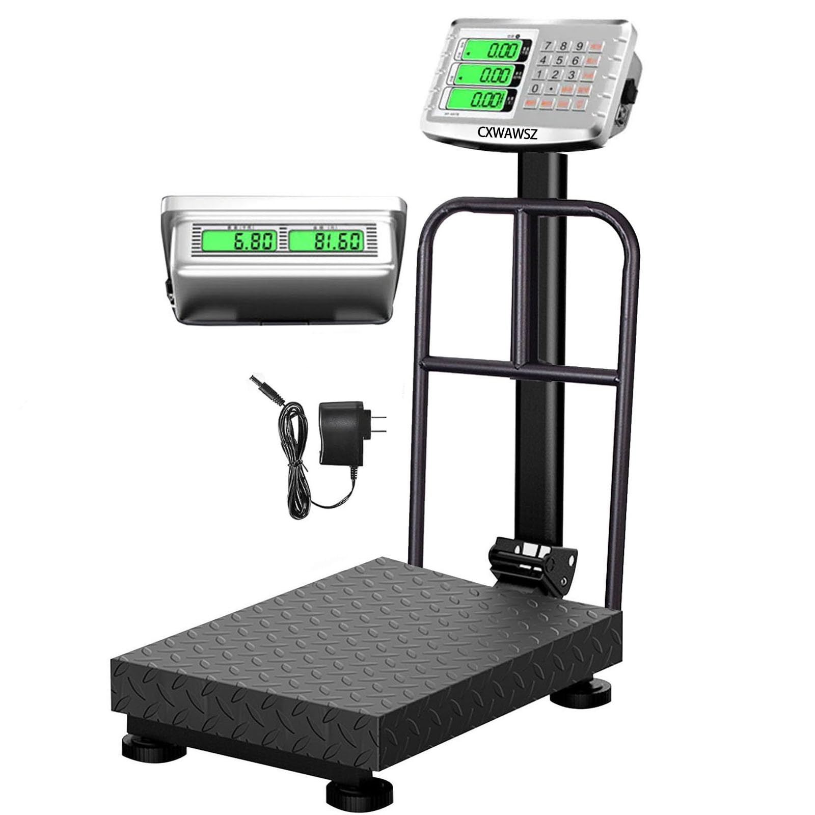 660LBS Heavy Duty Digital Platform Scale with Removable Guardrail - Industrial Floor Scale for Shipping, Postal, Luggage Weighing (LB/KG) - Perfect for Warehouses, Logistics & E-commerce Businesses