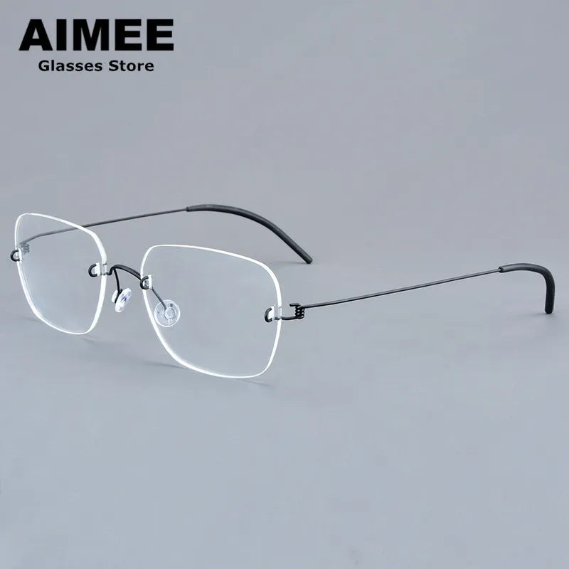 Aimee Women's Rimless Square Screwless Titanium Eyeglasses Frame 92487 - Lightweight Comfortable Glasses for Work, Reading & Everyday Use