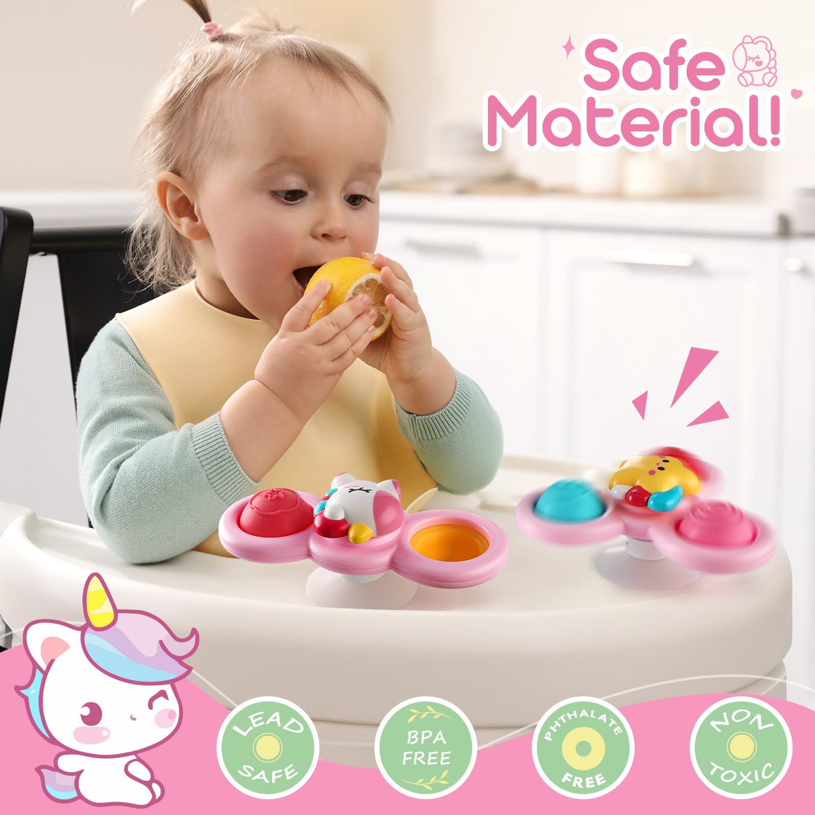 ALASOU 3PCS Pop Suction Cup Spinner Toys for Toddlers 1-3 Years - Sensory Bath Toys & Novelty Spinning Tops for 1 Year Old Boys Girls - Perfect Baby Shower Gift & 12-18 Month Birthday Present - Fun Learning Toy for Bathtime, Playtime & Early Childhood Development