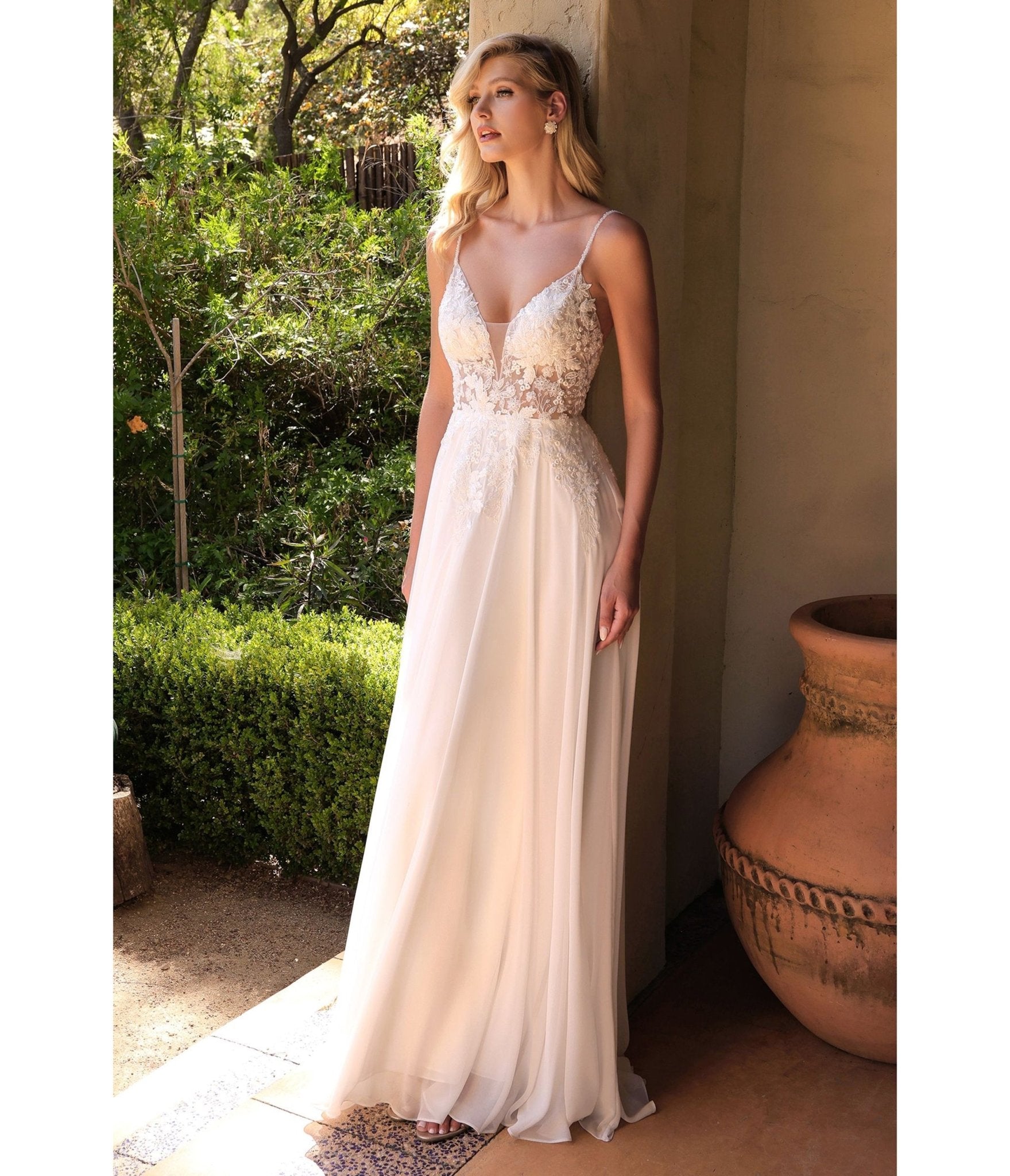 Ladivine by Cinderella Divine Off-White Lace Bodice Wedding Dress | Elegant Bridal Gown for Church Ceremony & Romantic Reception