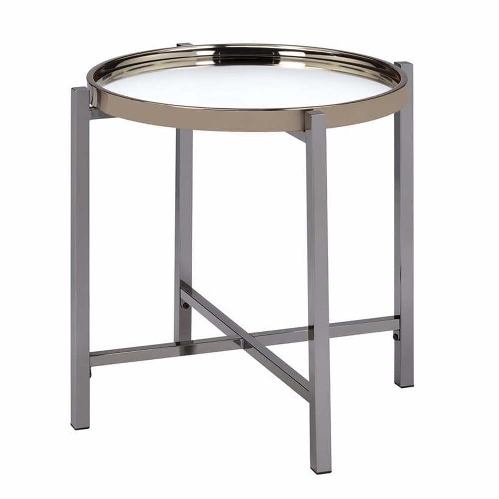 Picket House Furnishings Monaco Round End Table - Modern Side Table for Living Room, Bedroom & Office - Perfect for Coffee, Books & Decor