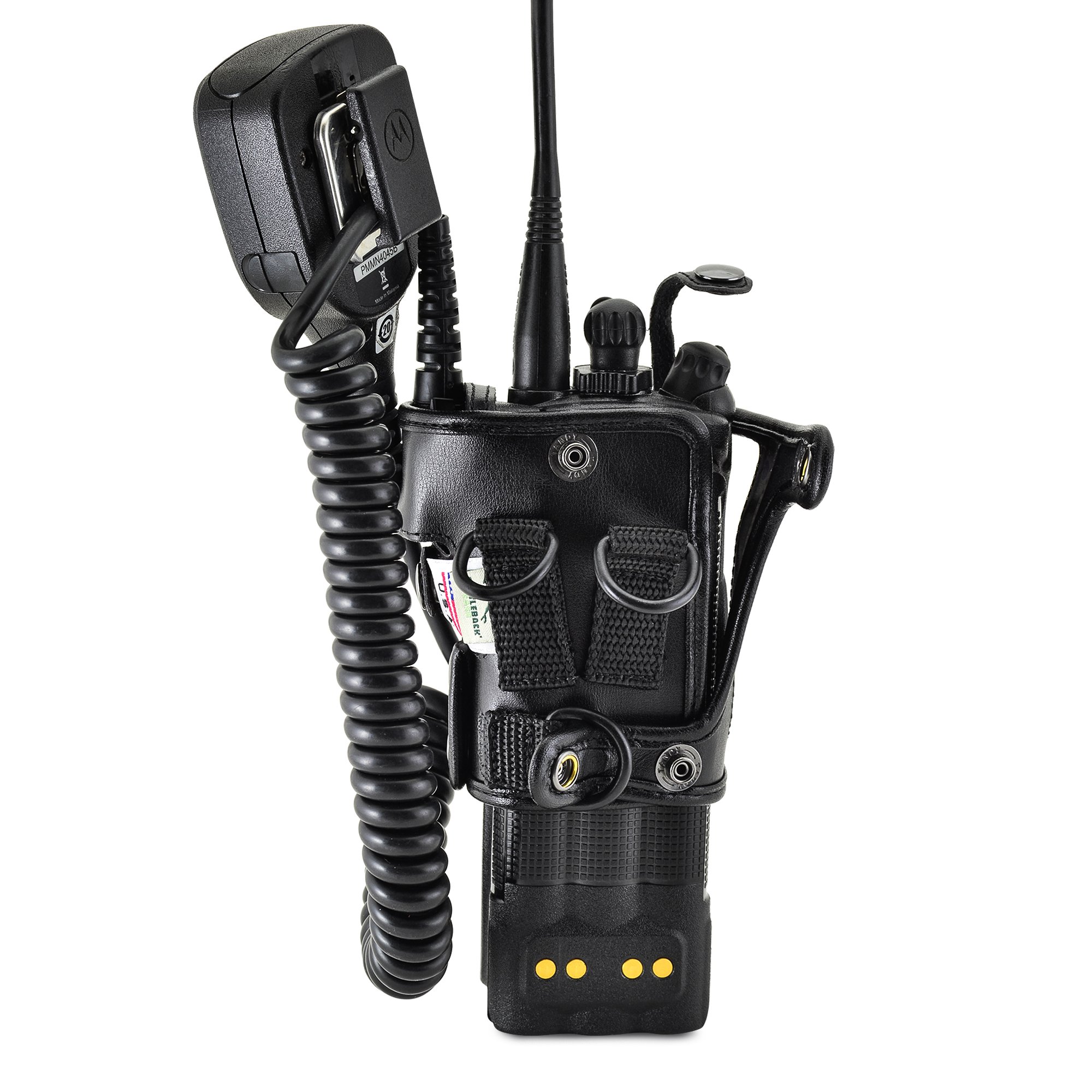 Motorola XTS3500 Radio Holster - Heavy Duty Black Leather Belt Case with D Rings for Fire, Police & Emergency Two-Way Radios | Secure Carry Holder for Models 1, 2 & 3 | Perfect for Duty Belt, Tactical Gear & First Responder Equipment