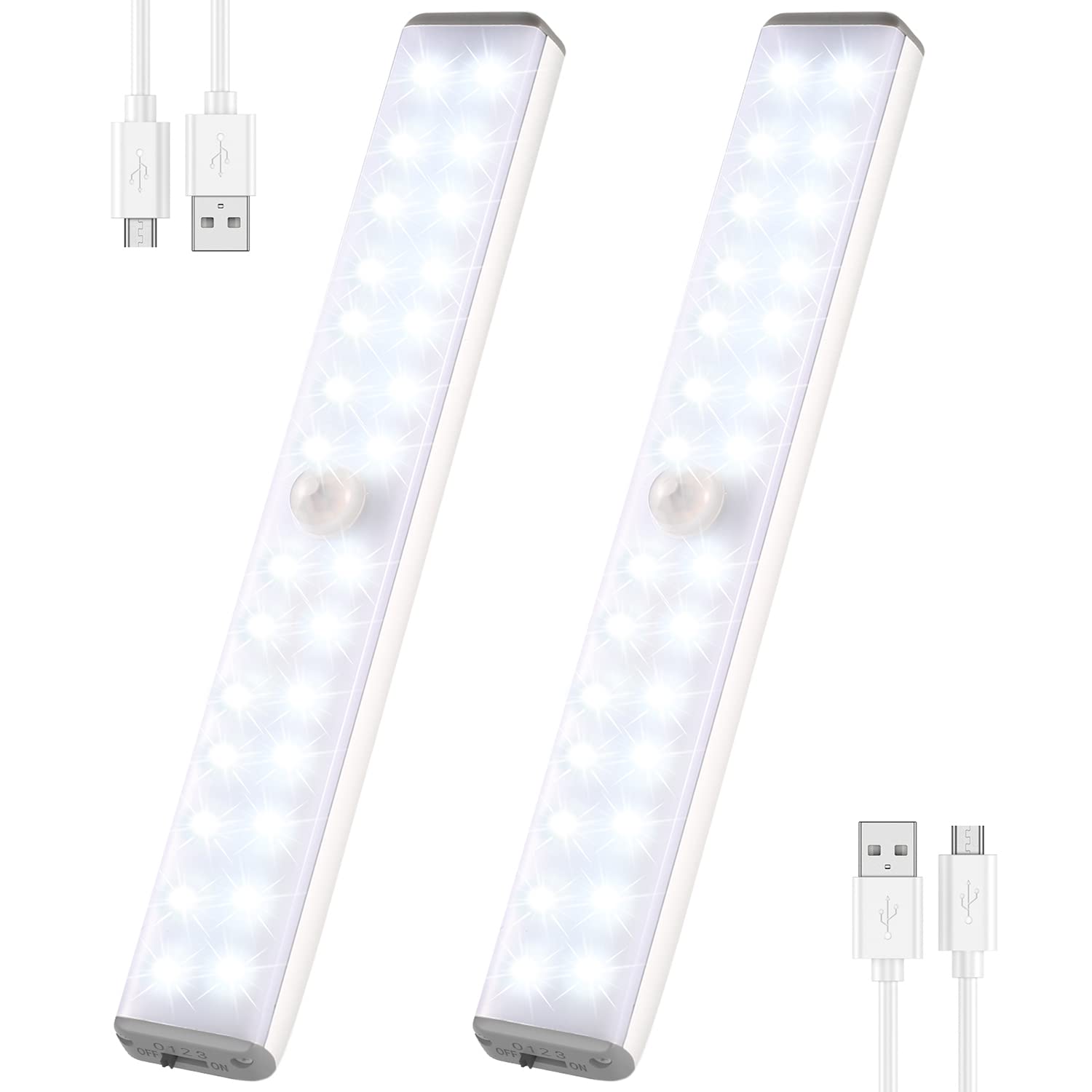 BISHKJOK LED Closet Light - 28 LED Dimmable Under Cabinet Lighting with Remote & Motion Sensor, Wireless Stick-on Light Bar for Kitchen, Stairs, Countertops - Perfect for Nighttime Safety and Convenient Illumination
