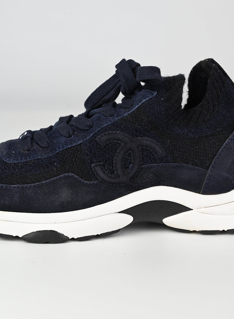 Chanel Blue Fabric Sneakers Women's Size 37 - Stylish & Comfortable for Casual Wear, Travel & Daily Outfits