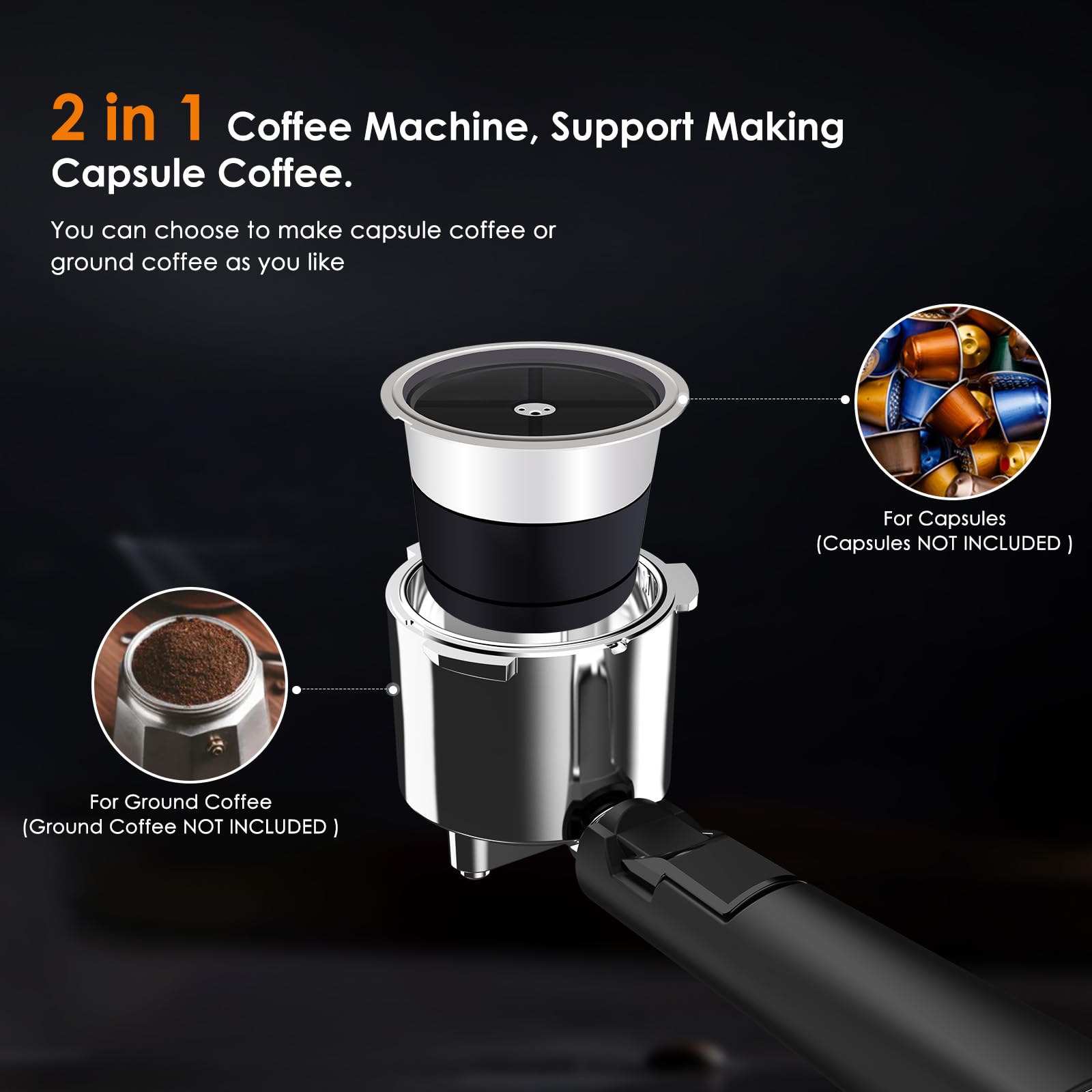 COWSAR 20 Bar Semi-Automatic Espresso Machine with Milk Frother Steam Wand, 45OZ Removable Water Tank - Perfect for Making Cappuccino, Latte, and Espresso at Home or Office
