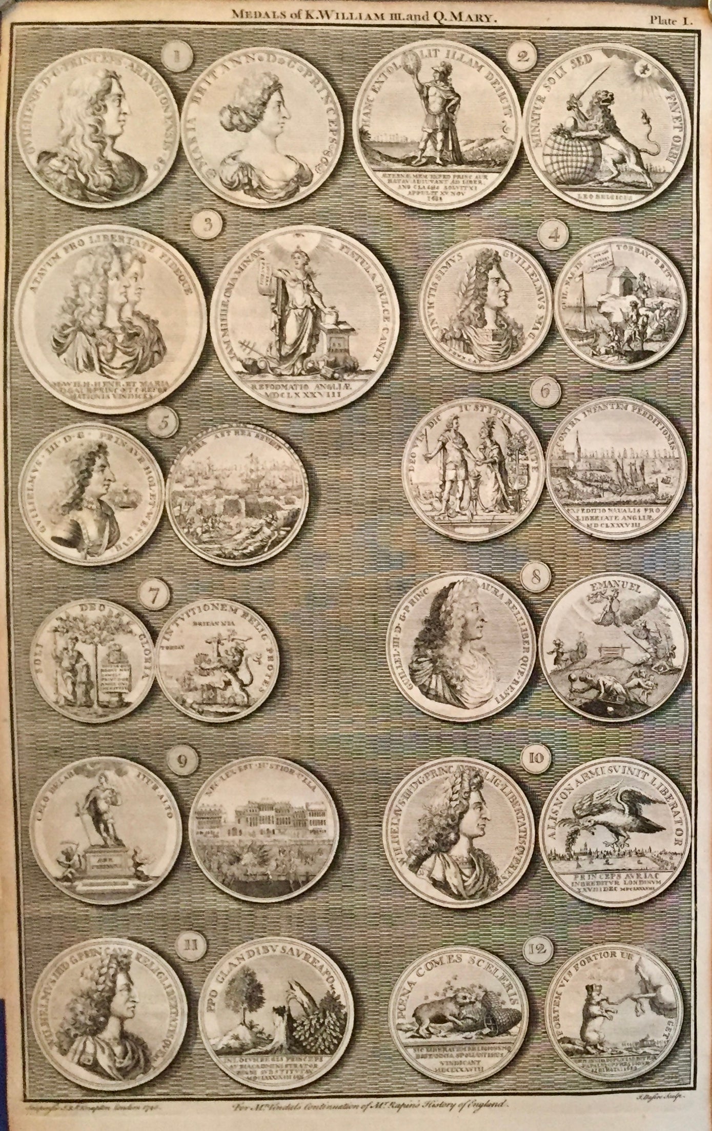 1745 Sheet of British Regal Medals - King William III & Queen Mary Collectible Set of 2 | Historical Coin Collection, Royal Memorabilia for Display & Gift Giving
