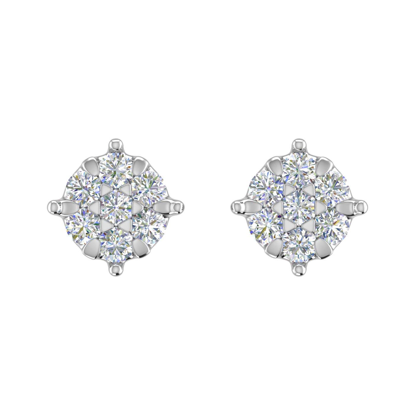 0.15 to 1/5 Carat IGI Certified Diamond Stud Earrings in 925 Sterling Silver - Elegant Cluster Design for Women, Perfect for Weddings, Anniversaries & Special Occasions