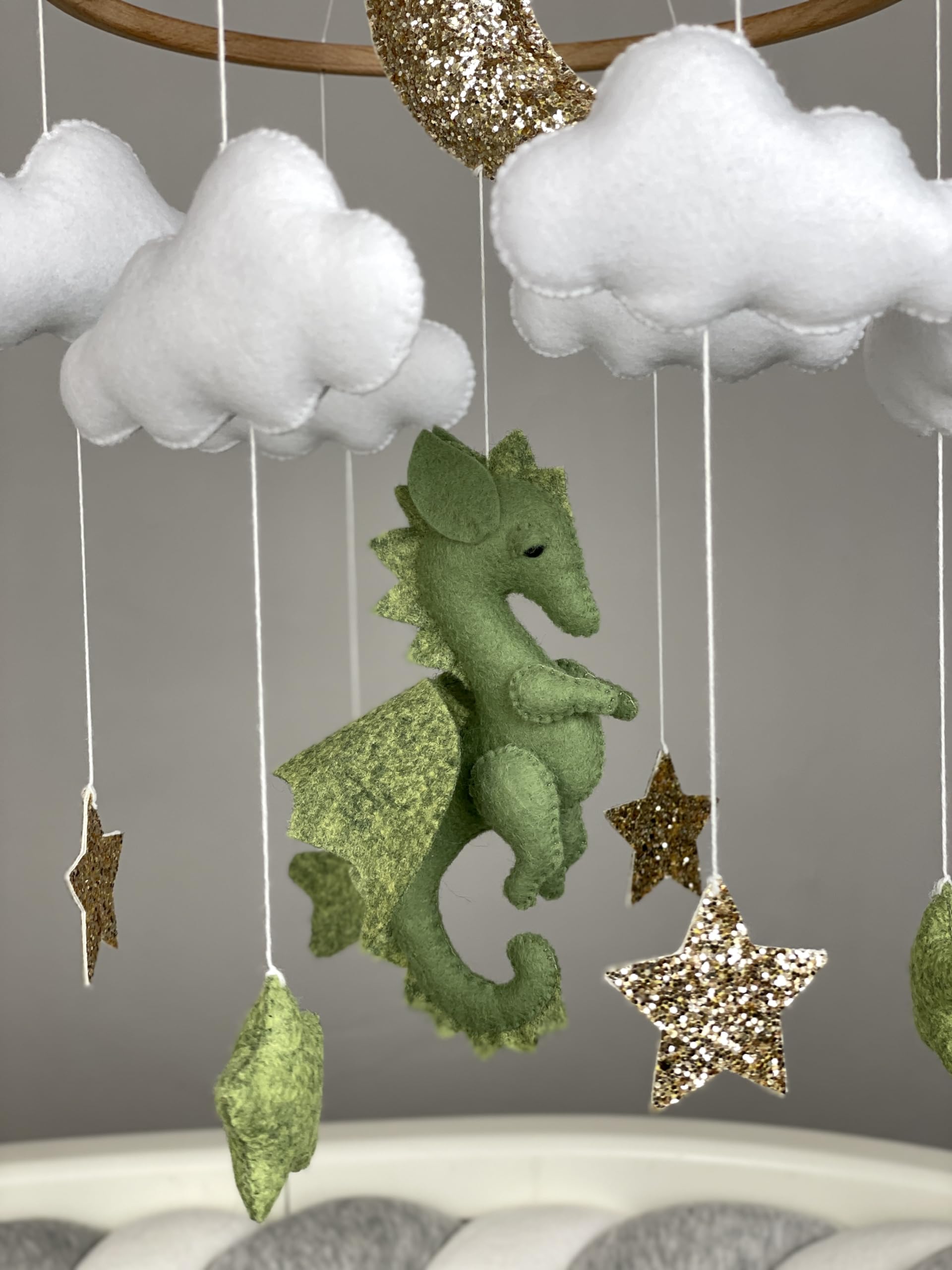 **Neutral Dragon Baby Crib Mobile - Fantasy Nursery Decor for Boys & Girls, Perfect New Baby Gift for Baby Showers & Nursery Themes**