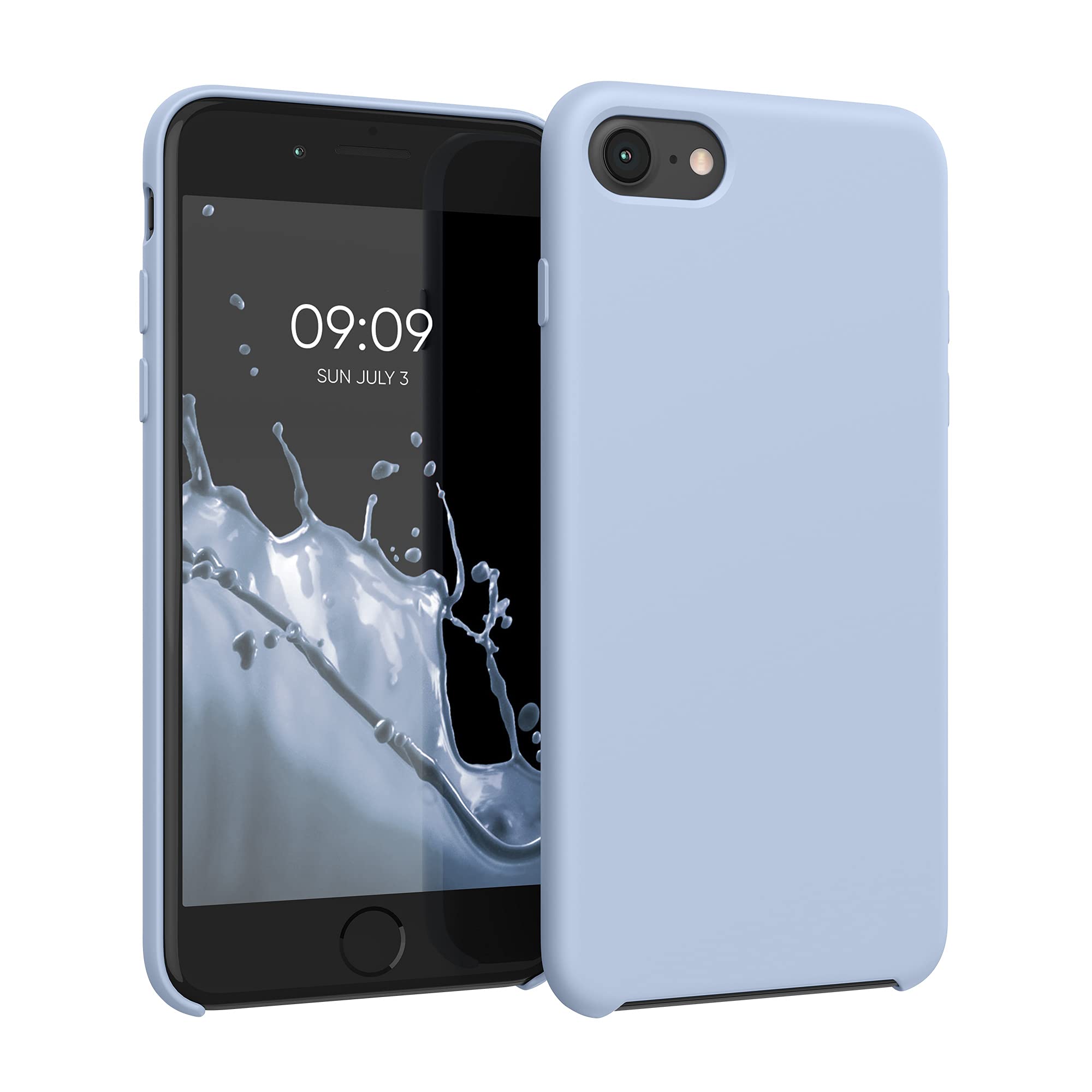 kwmobile Premium TPU Silicone Case for Apple iPhone SE (2022/2020) & iPhone 8/7 - Soft Matte Finish Light Blue Protective Phone Cover - Perfect for Everyday Use, Work & Travel