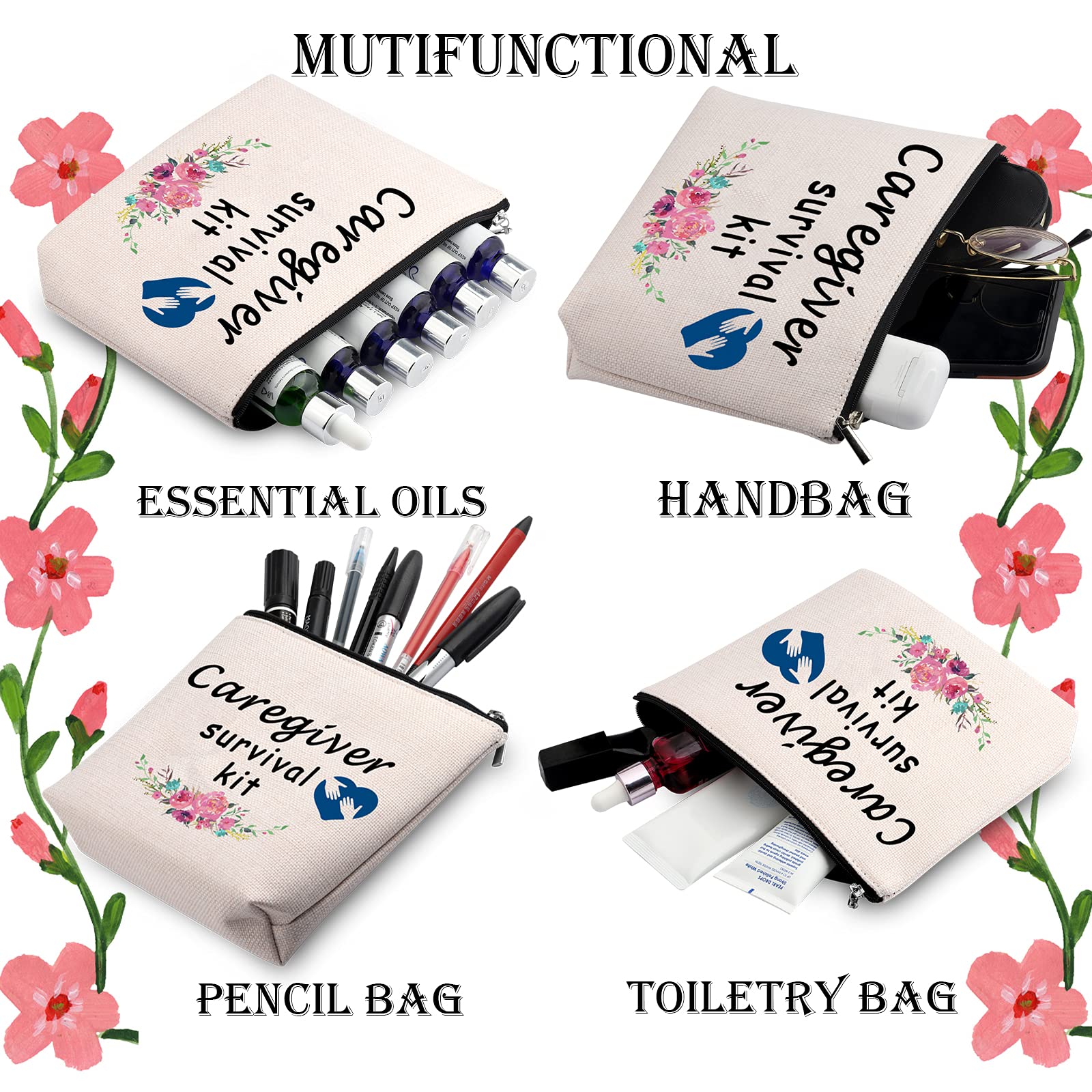 Caregiver Survival Kit - Premium Zipper Pouch & Makeup Bag Gift Set for Babysitters, Nannies, Daycare Workers, Nurses & Caretakers - Perfect for Daily Essentials Organization & On-the-Go Caregiving