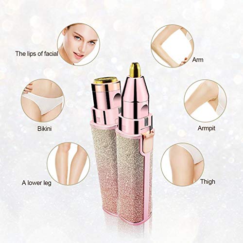 MACVL5 Rechargeable Facial Hair Remover for Women - 2-in-1 Eyebrow Trimmer & Face Shaver | Painless Hair Removal Device for Eyebrows, Peach Fuzz, Lips & Arms with LED Light | Perfect for Home Use, Travel & Quick Grooming