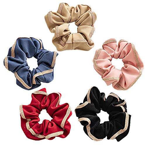 5 Pcs Hair Scrunchies - Soft Elastic Hair Ties for Women & Girls - Fashion Hair Bands, Ponytail Holders & Hair Accessories (4.5 Inch, Solid Colors) - Perfect for Workouts, Yoga, Office & Everyday Style