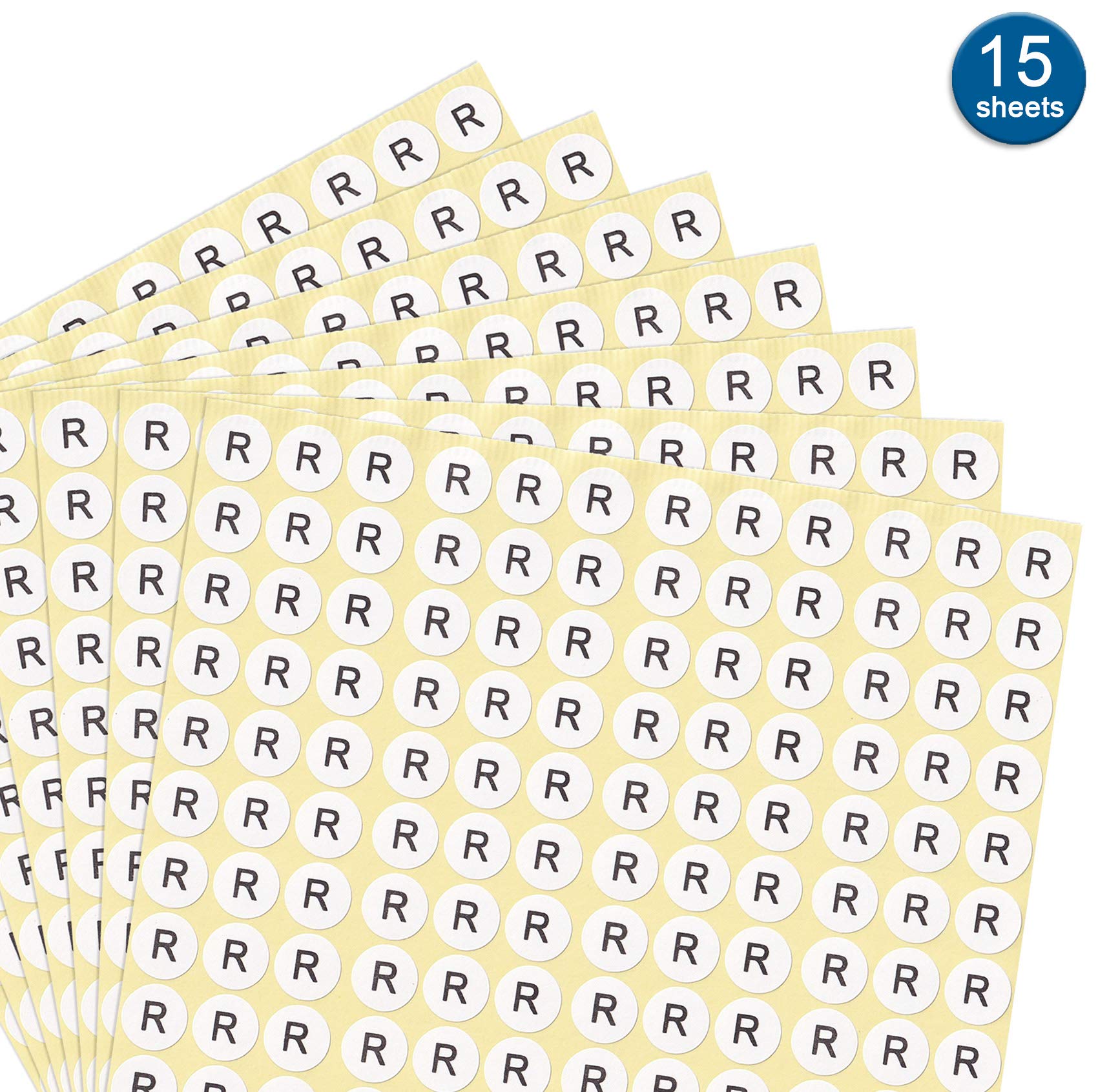 DealzEpic - Letter R Alphabet Stickers - Small Round Self-Adhesive Peel & Stick Labels (15 Sheets) - Perfect for Scrapbooking, DIY Crafts, and Organizing