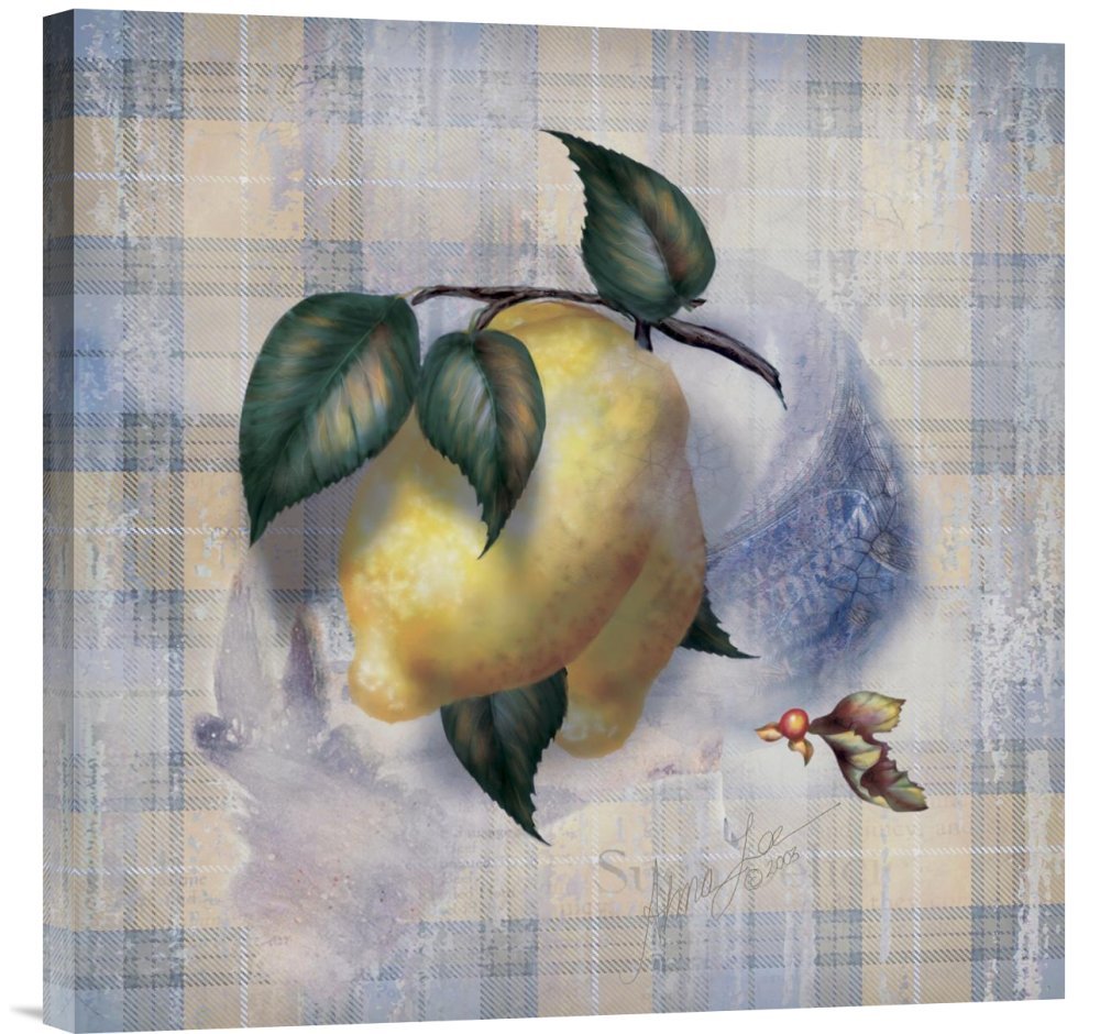 Alma Lee Tartan Fruit-Lemon Canvas Wall Art Print - Gallery Wrapped Giclee Home Decor for Living Room, Bedroom & Office