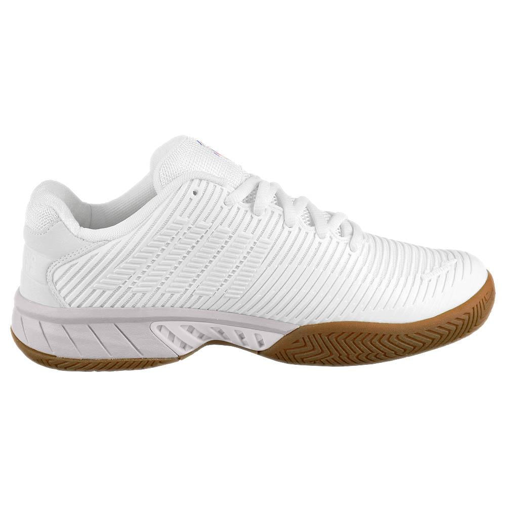 K Swiss Women's Hypercourt Express 2 Indoor Tennis Shoes - Bright White/Gum - Lightweight & Comfortable for Court Sports, Gym Workouts & Casual Wear