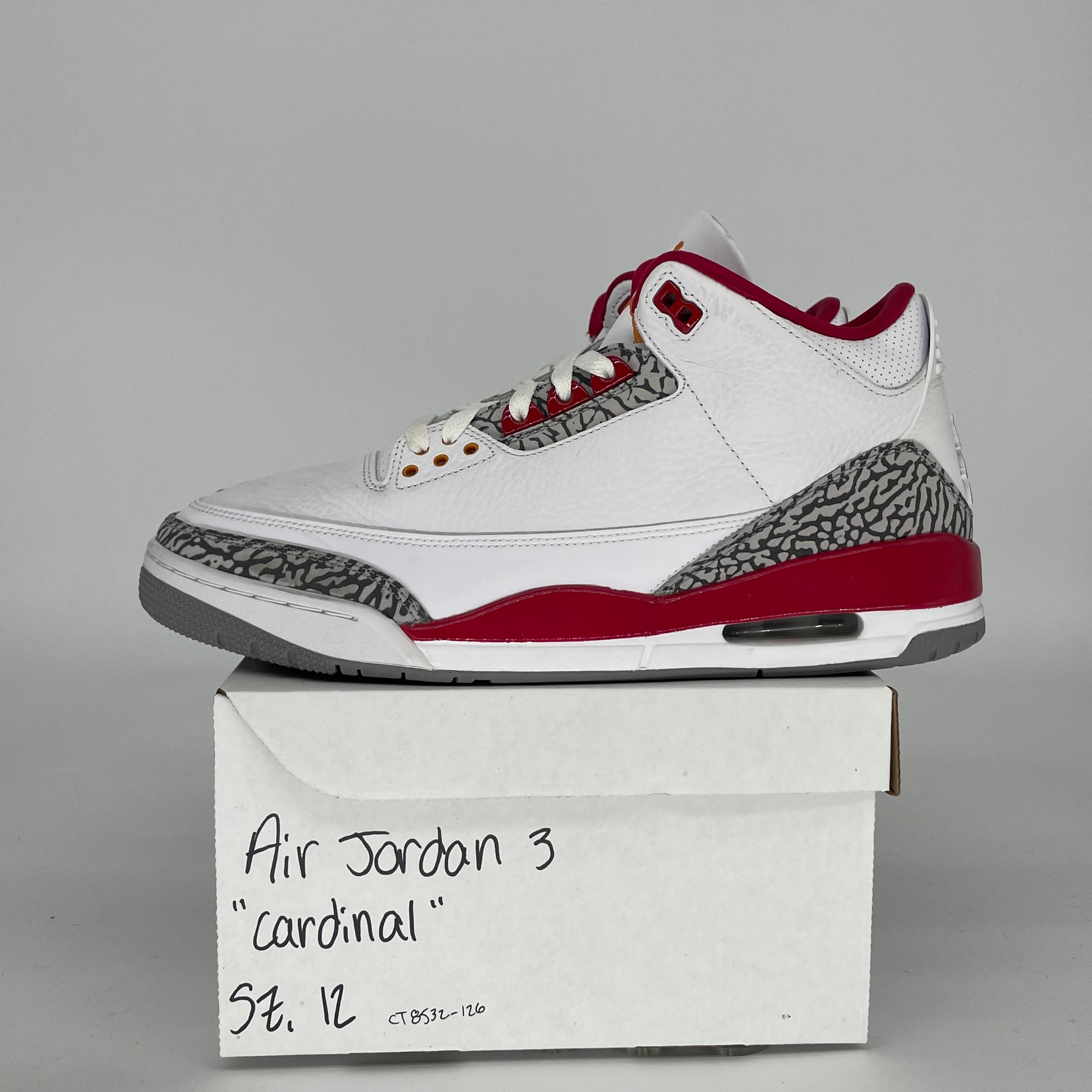 AIR JORDAN 3 Cardinal Red Retro Basketball Shoes Men's Size 12 (CT8532-126) - Perfect for Sneaker Collectors & Streetwear Fashion