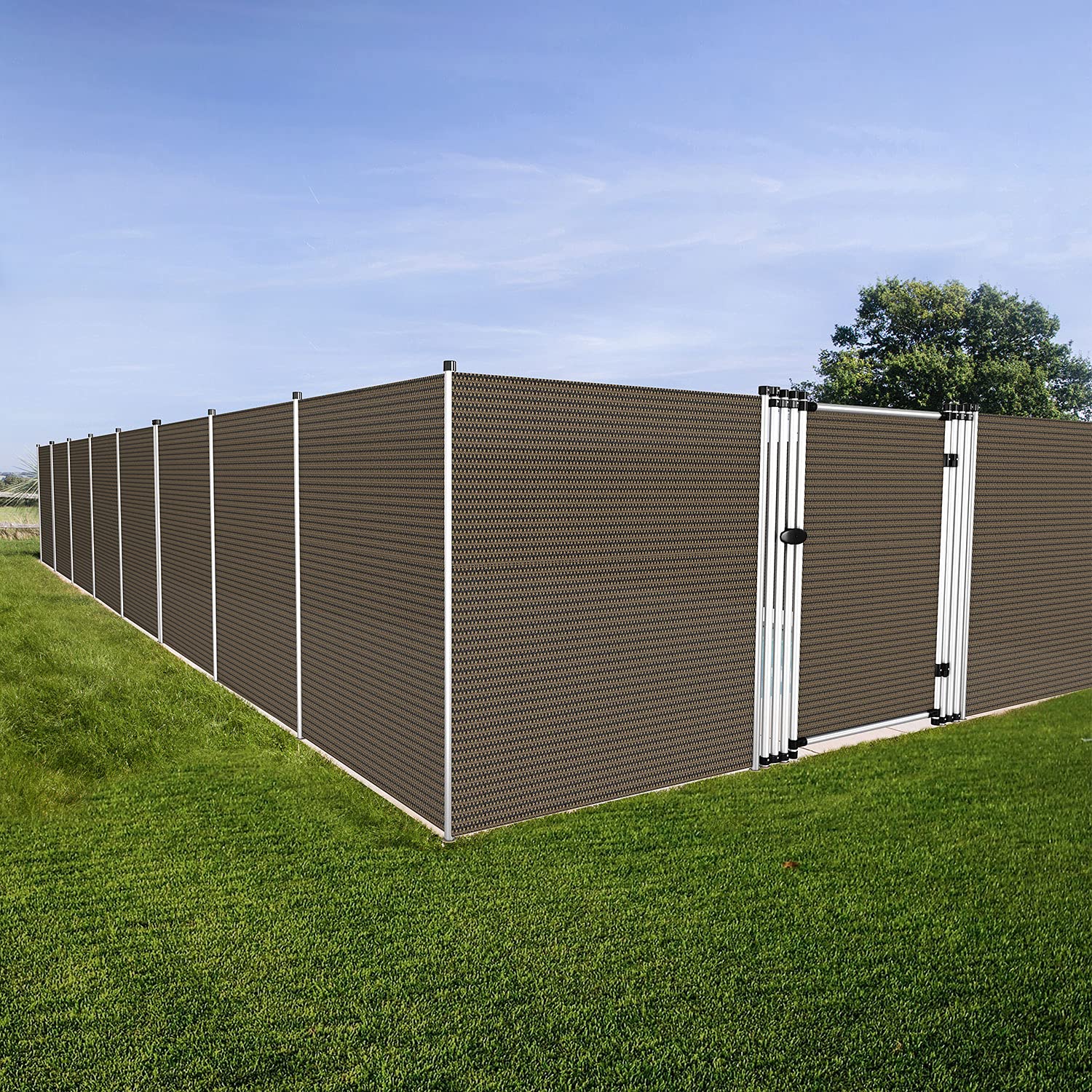 4'x16' Brown Removable Outdoor Privacy Screen & Pool Safety Fence - Heavy Duty Barrier for Inground Pools, Deck, Backyard, Patio | Perfect for Family Protection, Pet Safety & Creating Private Outdoor Spaces