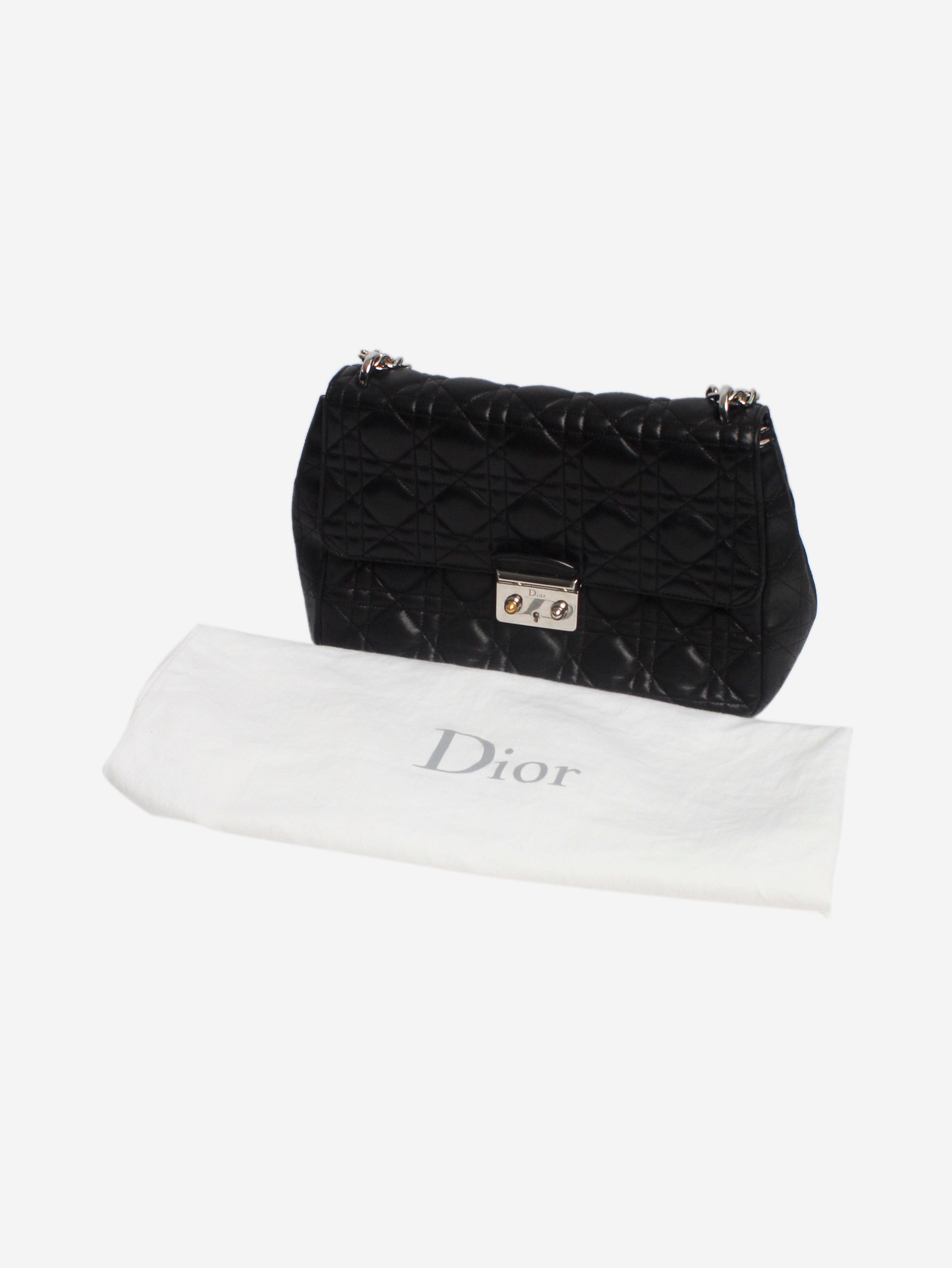 Miss Dior Black Leather Shoulder Bag for Women - Elegant Designer Handbag for Work, Date Night & Special Occasions