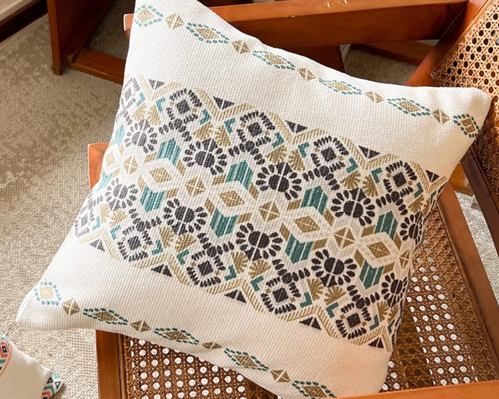 Modern Geometric Pillow Covers - Square Decorative Throw Pillows for Couch, Sofa & Dining Room - Boho Chic & Oriental Style Home Decor - Perfect for Living Room, Bedroom & Home Staging