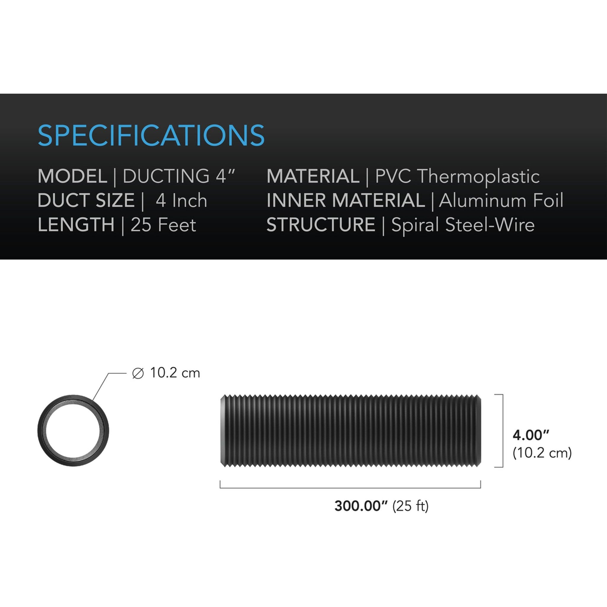AC Infinity Flexible 4-Layer Ducting Kit - 4 x 25ft for HVAC, Grow Tents & Hydroponics Ventilation | Heavy Duty Aluminum Foil Air Duct