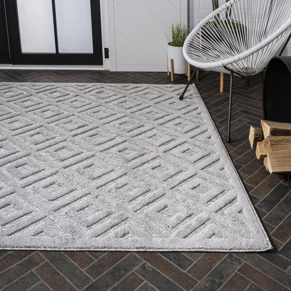 Portmany Neutral Diamond Trellis Area Rug - Soft & Durable Indoor Outdoor Carpet for Living Room, Bedroom, Patio & Deck
