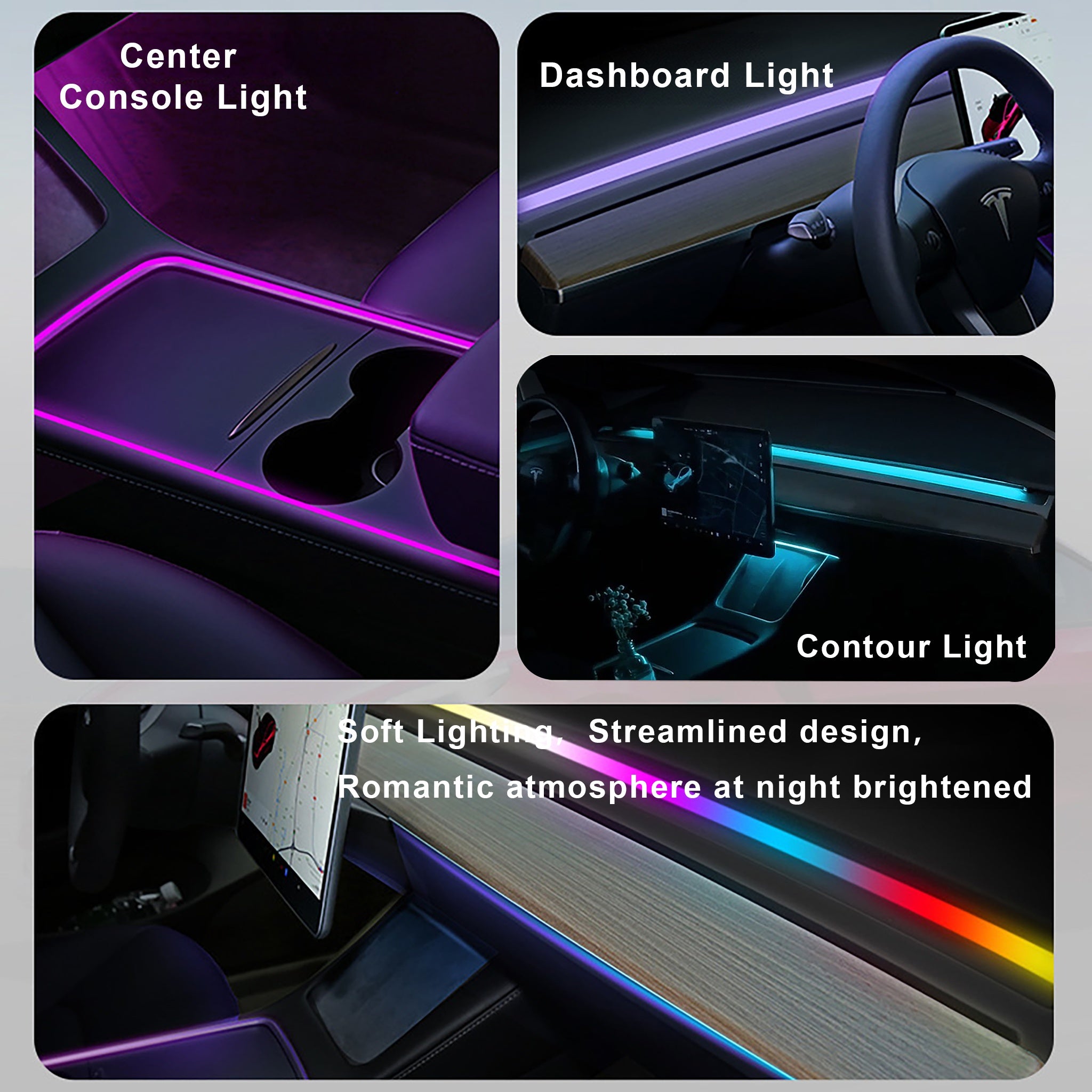 Tesla Model Y/3 Neon Ambient LED Lighting Kit - Custom Car Interior Lights for Mood & Style | Perfect for Night Driving, Parties & Car Shows