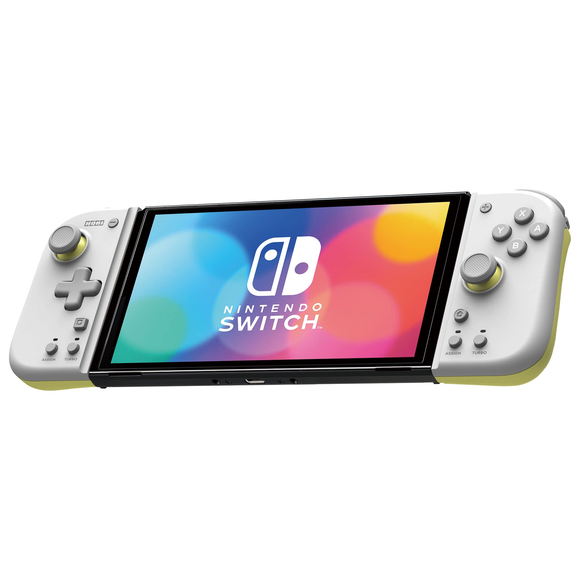 HORI Nintendo Switch Split Pad Compact (Light Gray & Yellow) - Ergonomic Handheld Controller - Officially Licensed by Nintendo (Renewed) - Perfect for Portable Gaming on the Go