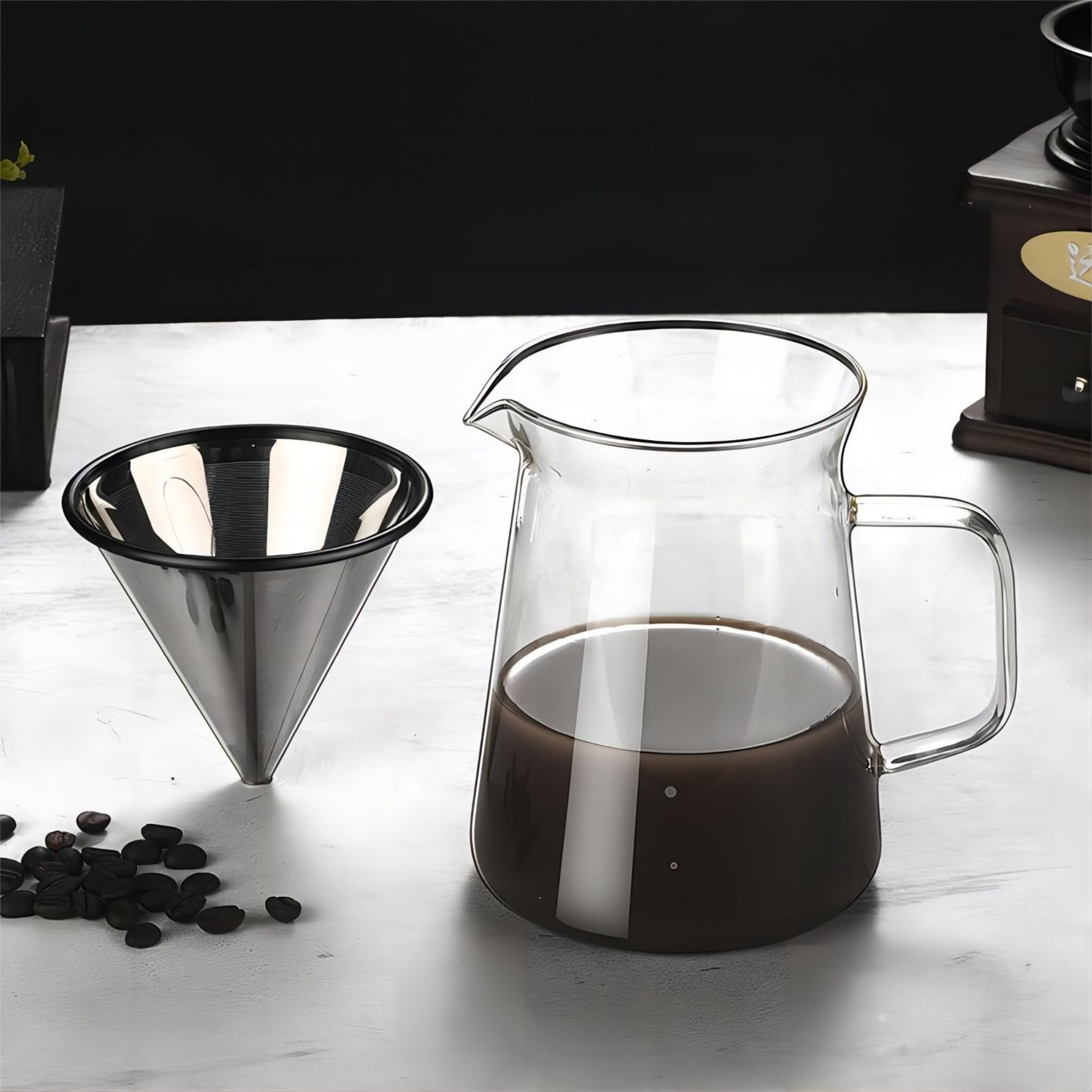 Stainless Steel Pour Over Coffee Dripper - Reusable Paperless Coffee Filter Cone for Home Brewing | Perfect for Camping, Office & Specialty Coffee Lovers