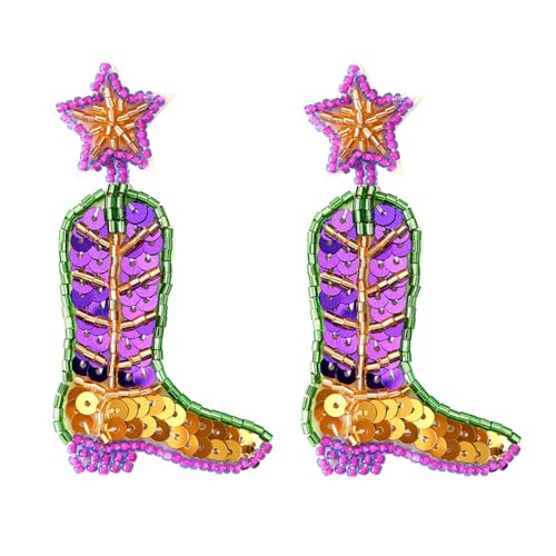 Mardi Gras Boot Earrings